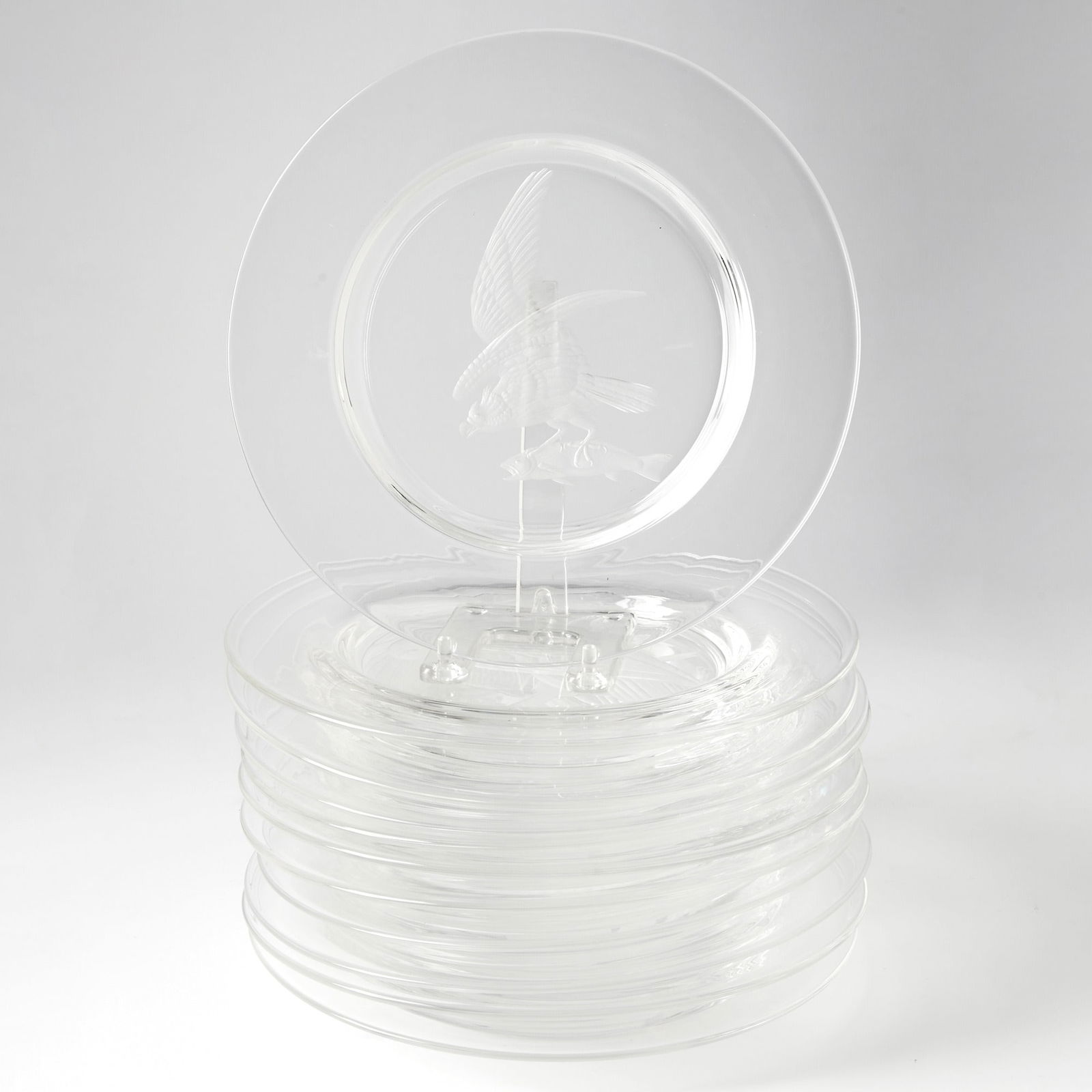 Set of Eleven Steuben Blown and Wheel-Engraved Glass Ornithological Plates (1 of 9)