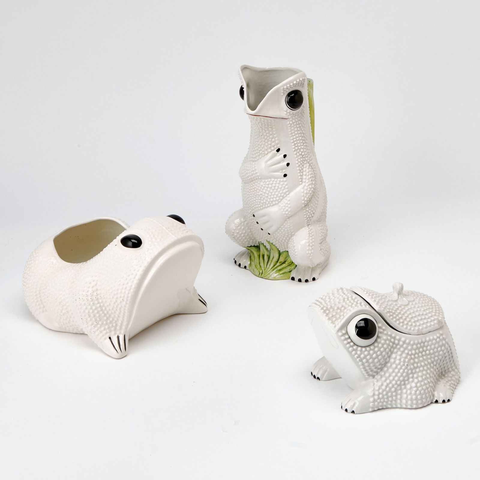 Three Painted Ceramic Frogs (1 of 2)