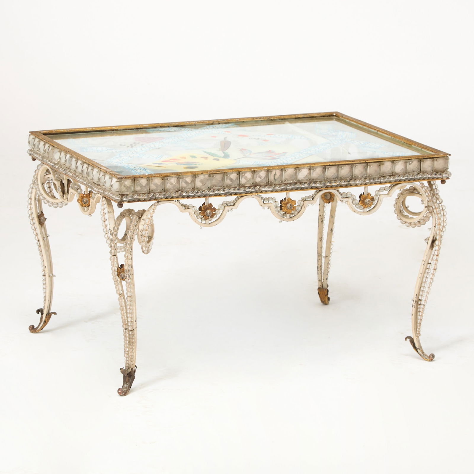 French Glass, Gilt and Painted Metal Low Table (1 of 4)