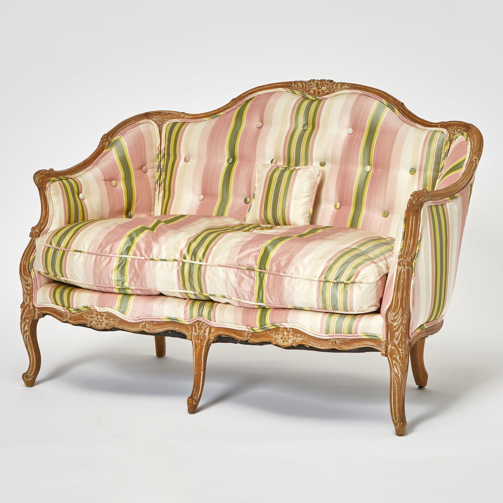 Louis XV Style Upholstered Fruitwood Settee (1 of 3)