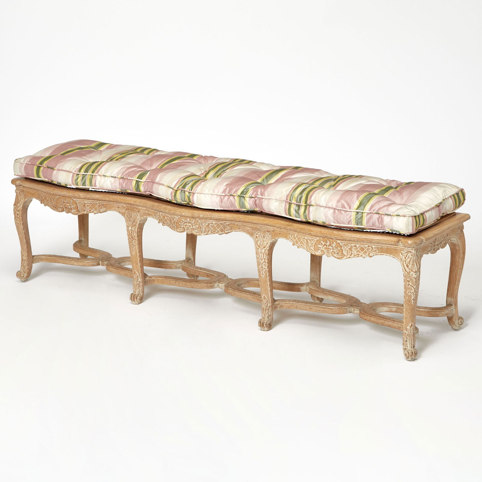 Louis XV Style Upholstered Painted Wood Bench (1 of 3)