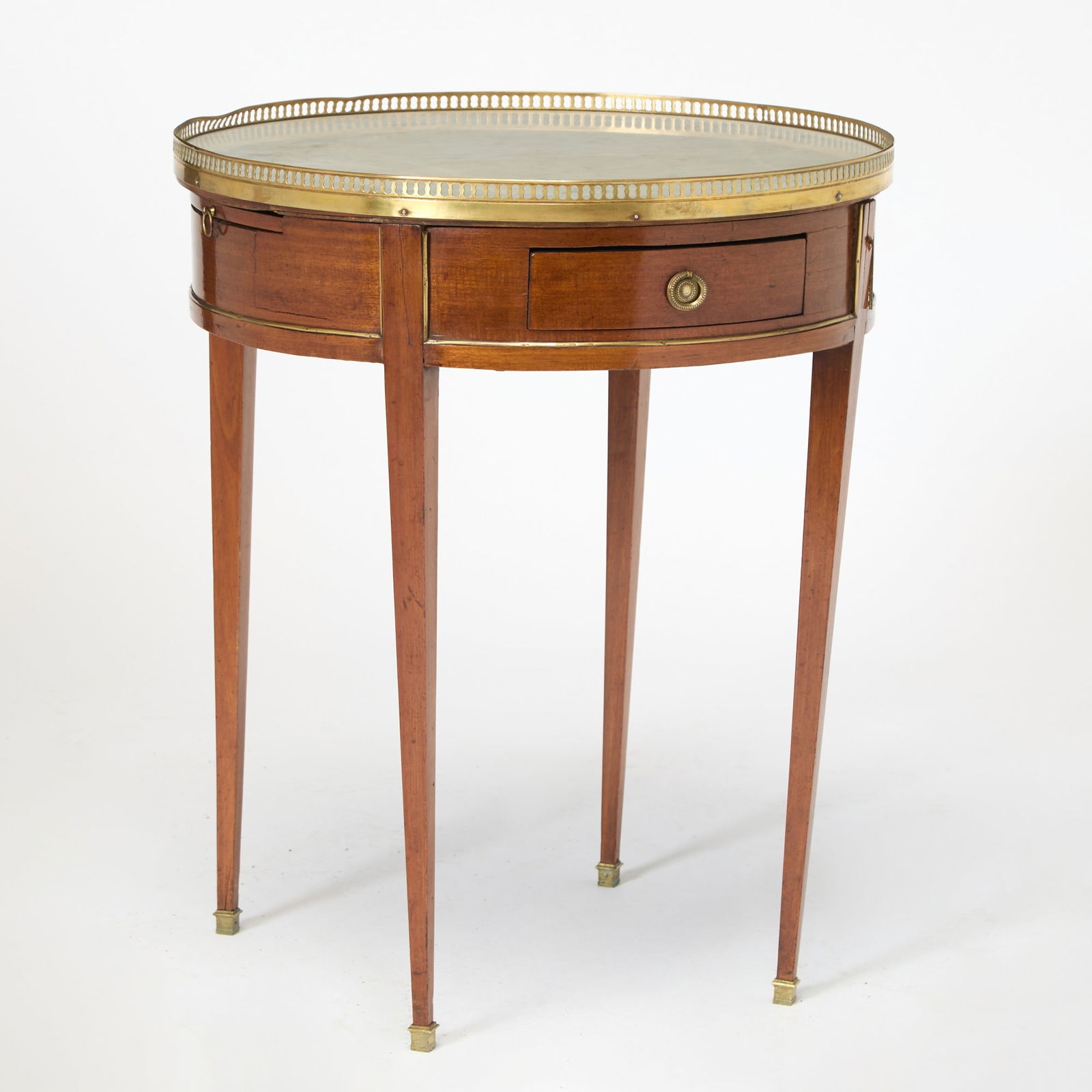 Louis XVI Marble Top Mahogany Bouillotte Table (1 of 4)