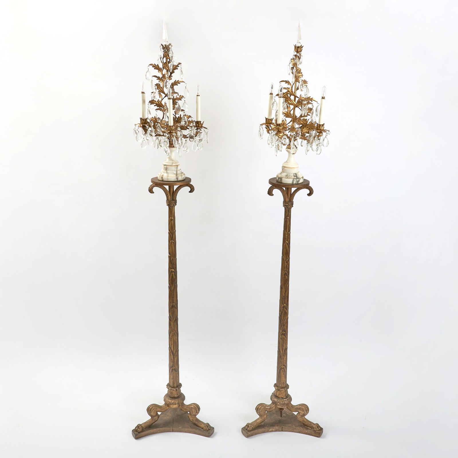 Pair of Louis XV Style Gilt Metal, Marble and Glass Girondoles (1 of 6)