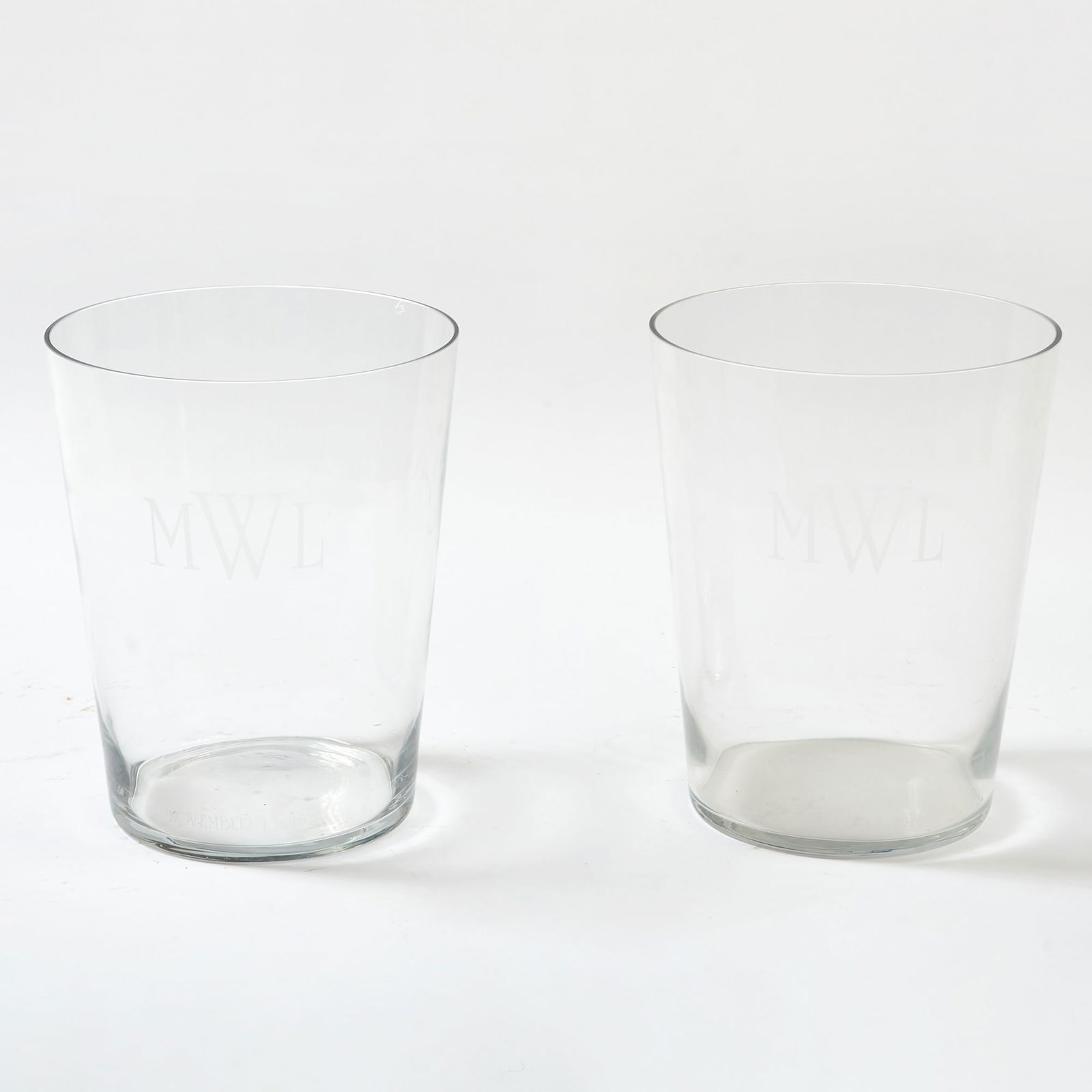 Pair of Oversize Molded Glass Presentation Wine Coolers Engraved for Marylou Whitney (1 of 5)