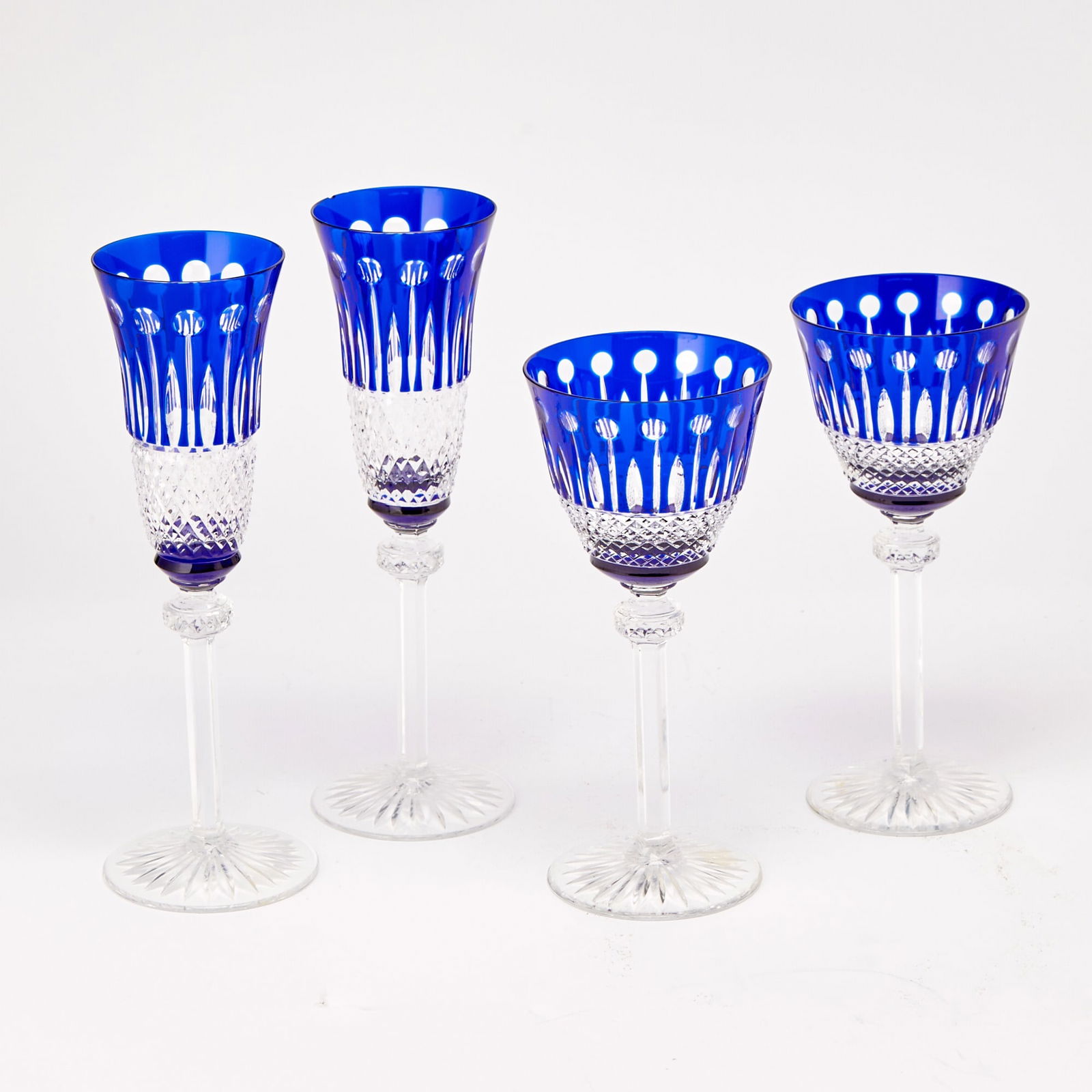 Blown and Cut Cobalt Blue and Colorless Glass Partial Stemware Service (1 of 2)