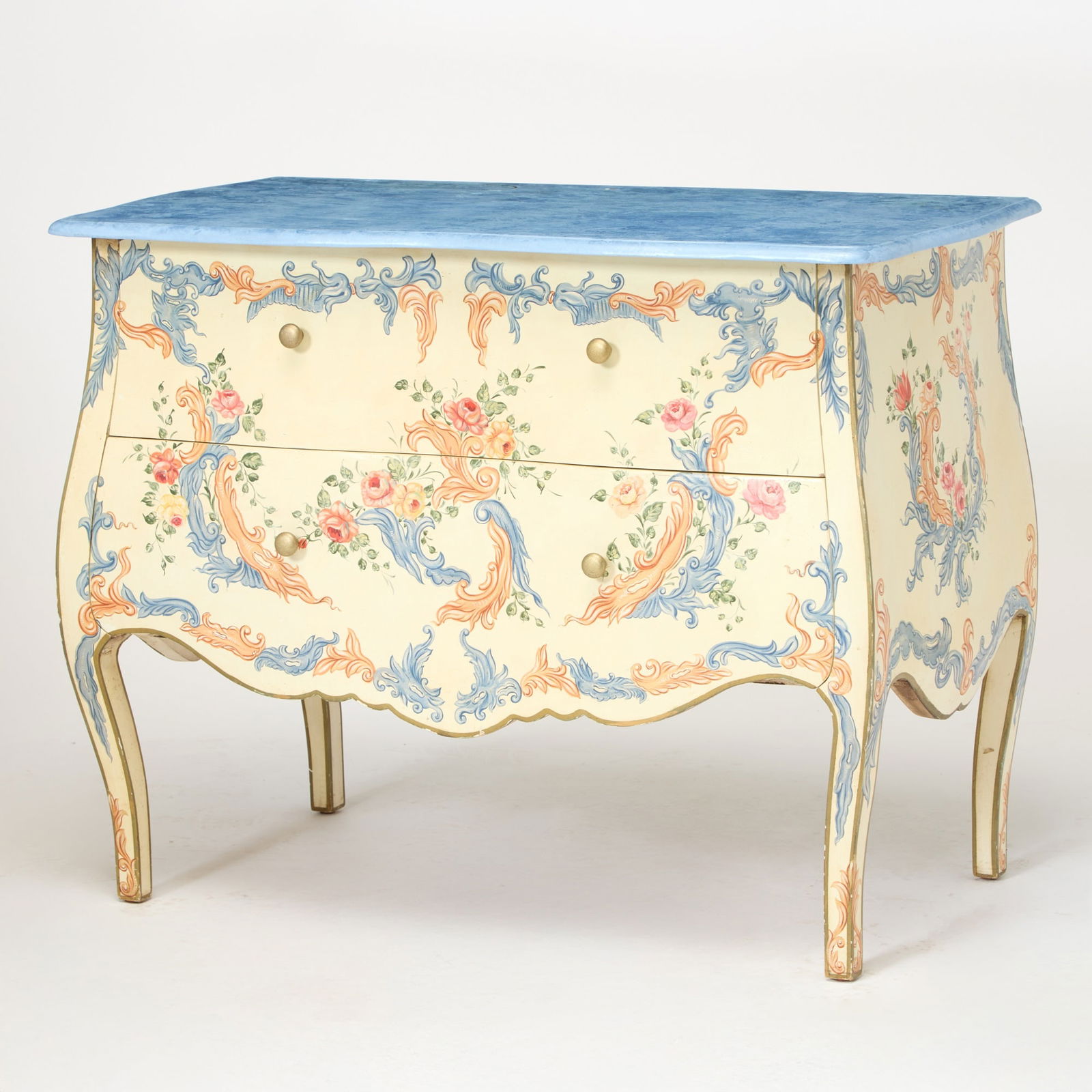 Italian Rococo Style Floral Decorated Chest of Drawers (1 of 6)