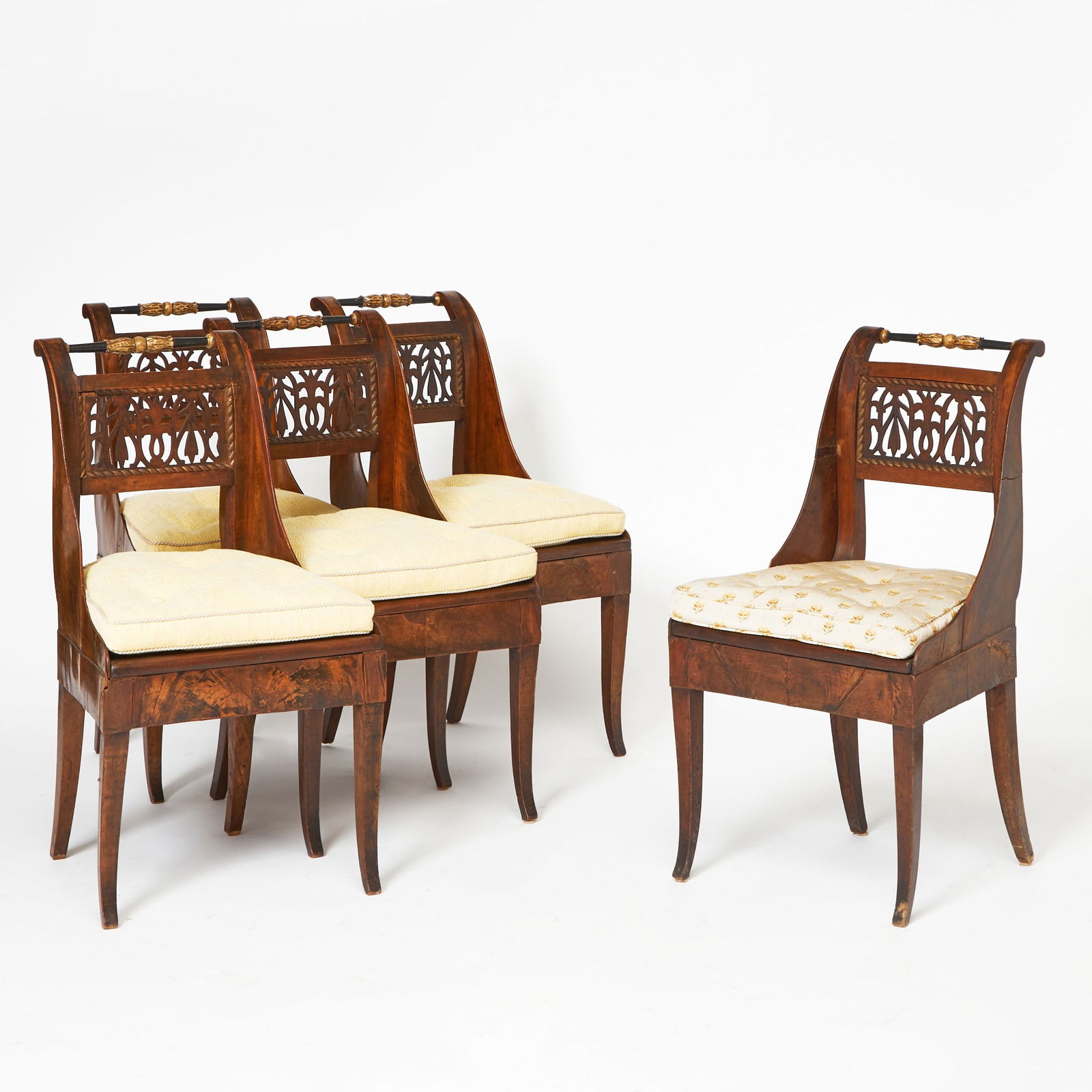 Set of Five Russian Neoclassical Walnut Side Chairs (1 of 4)