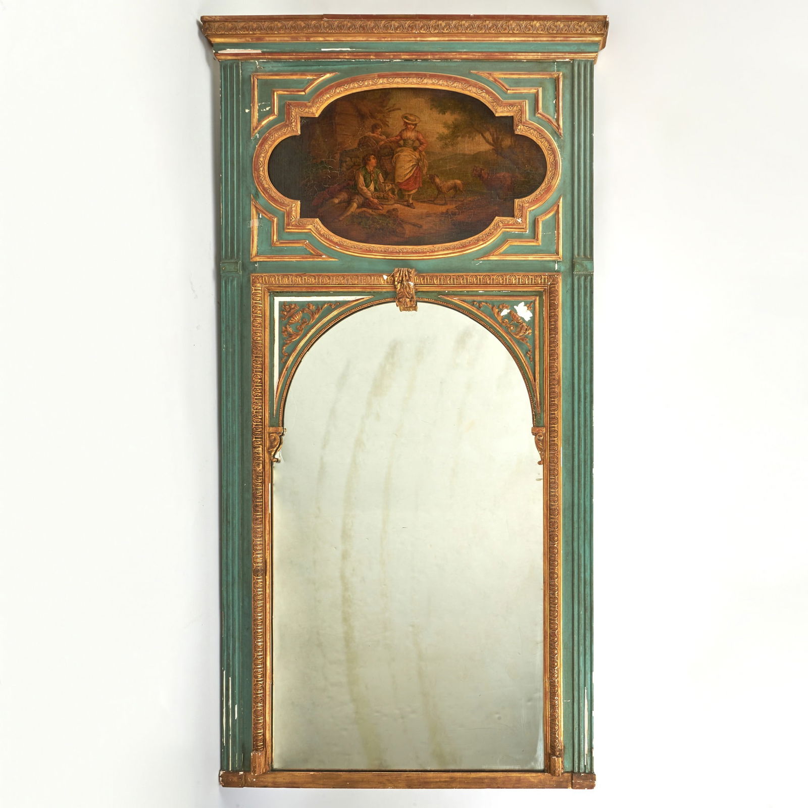 Louis XVI Style Painted Wood Trumeau Mirror (1 of 2)