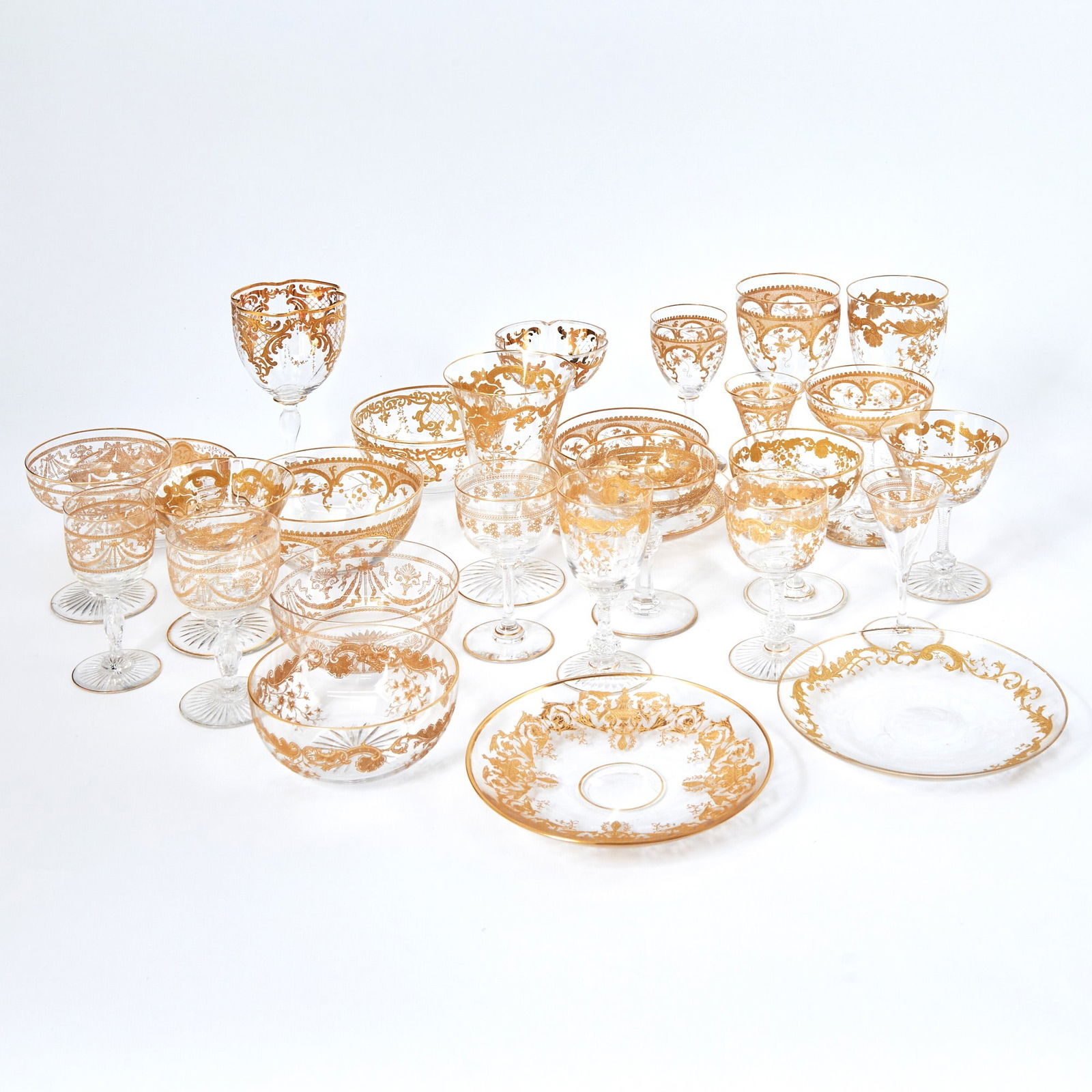 Assembled Group of Gilt Decorated Glass Stemware and Tableware (1 of 9)