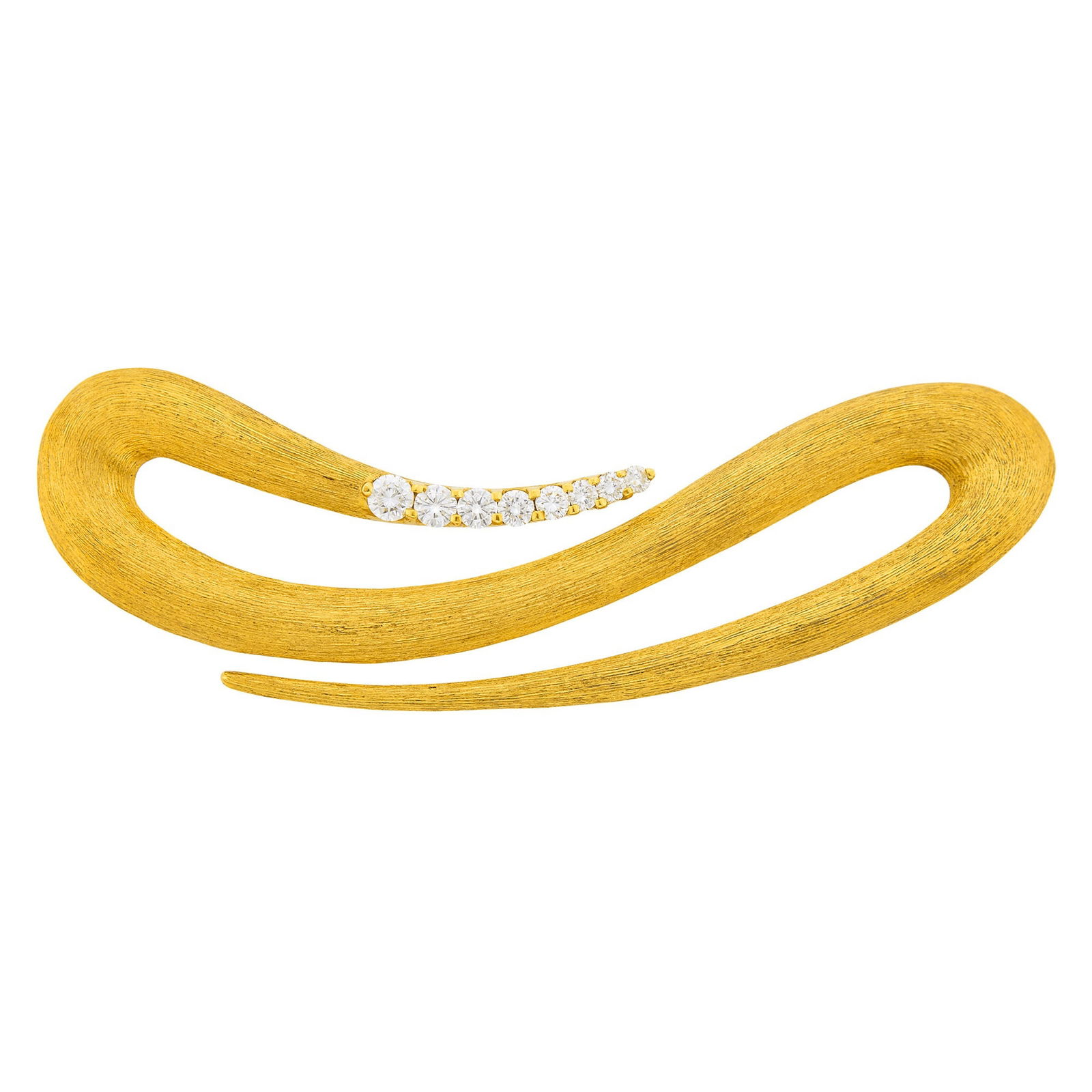 Henry Dunay Gold and Diamond Brooch: 18 kt., 8 round diamonds ap. .65 ct., signed Dunay, no. C7257, ap. 18.6 dwts. Diamonds: G-H-VS 3 3/16 x 3/4 inches.