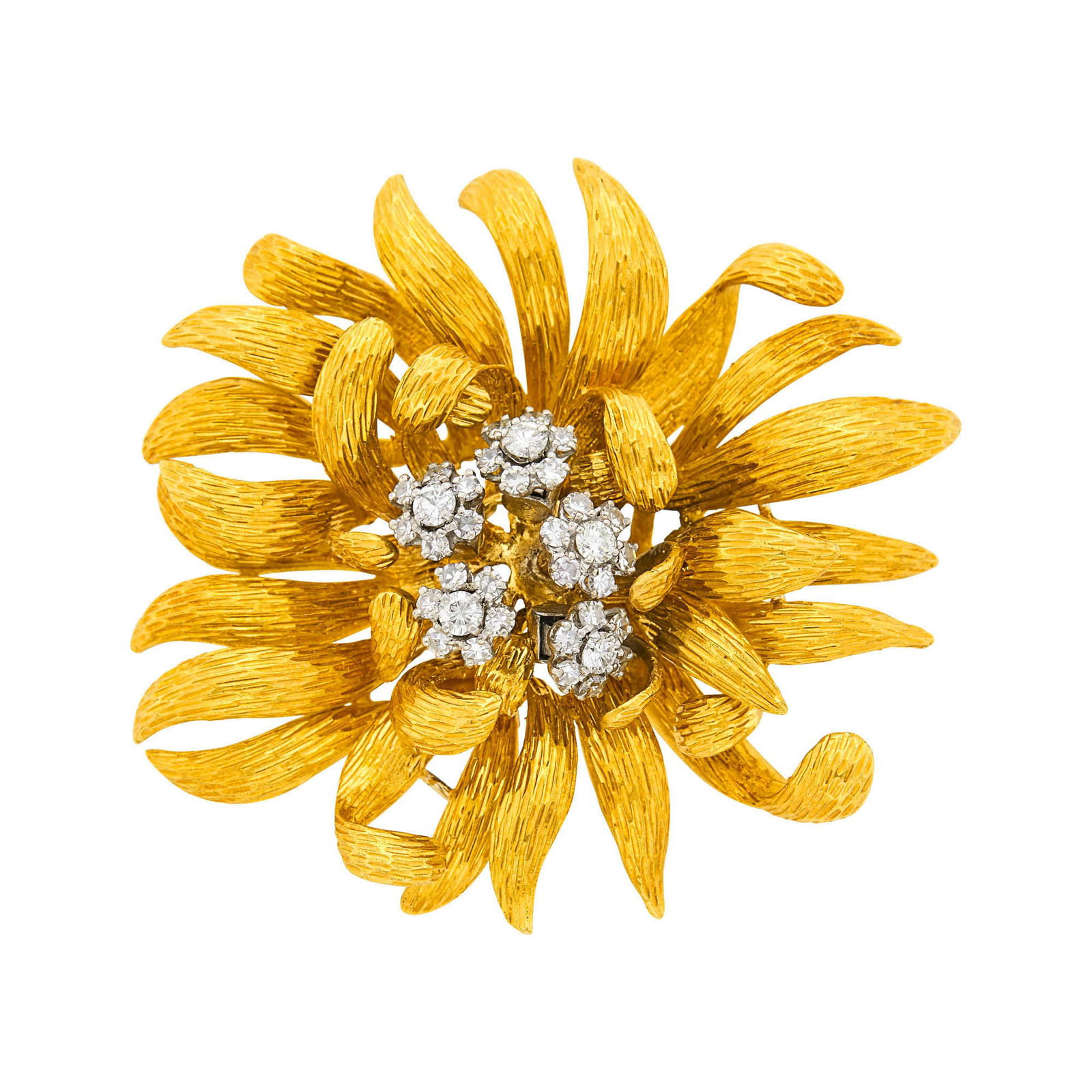 Two-Color Gold and Diamond 'En Tremblant' Flower Brooch (1 of 1)