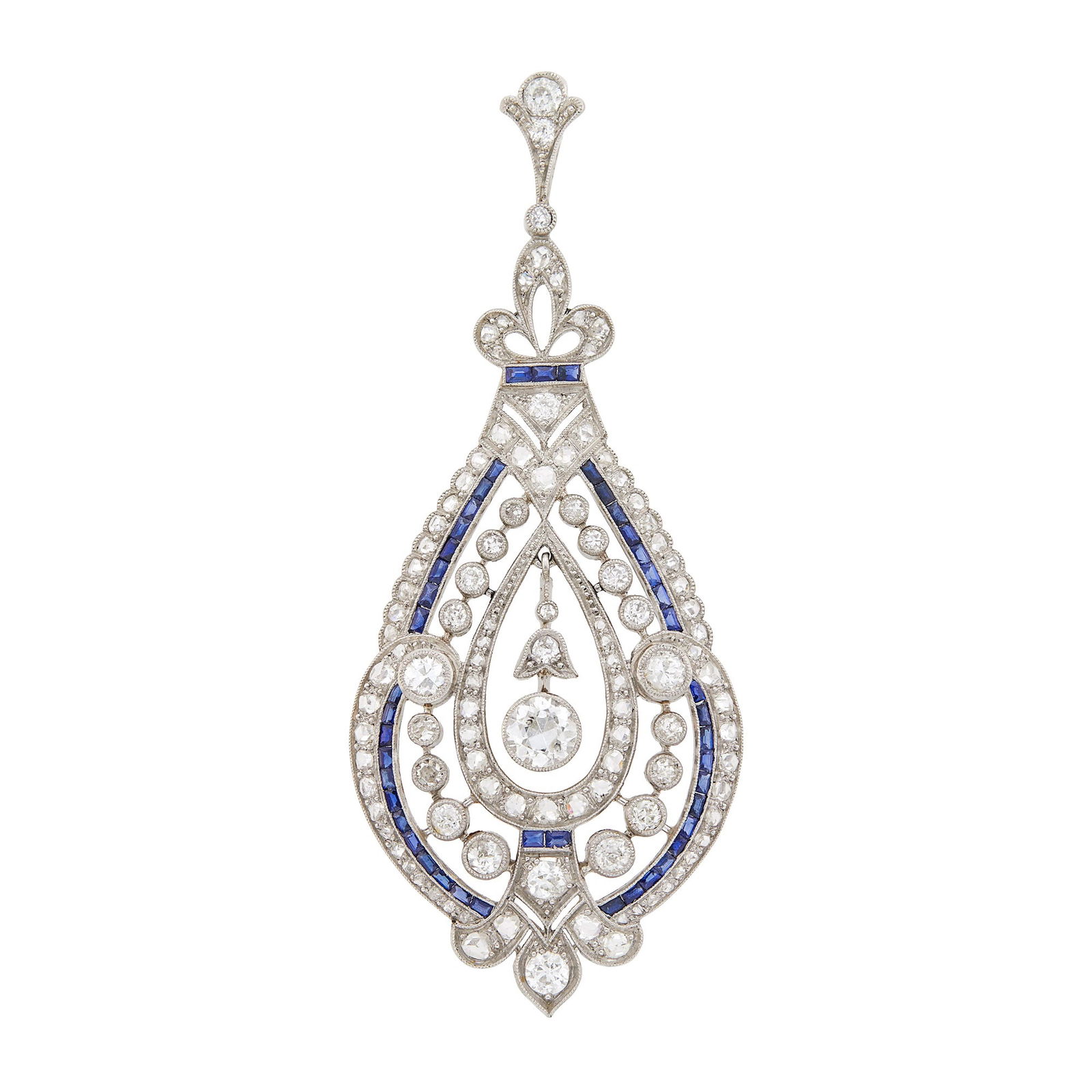 Belle Epoque Platinum, Diamond and Sapphire Pendant (1 of 1)