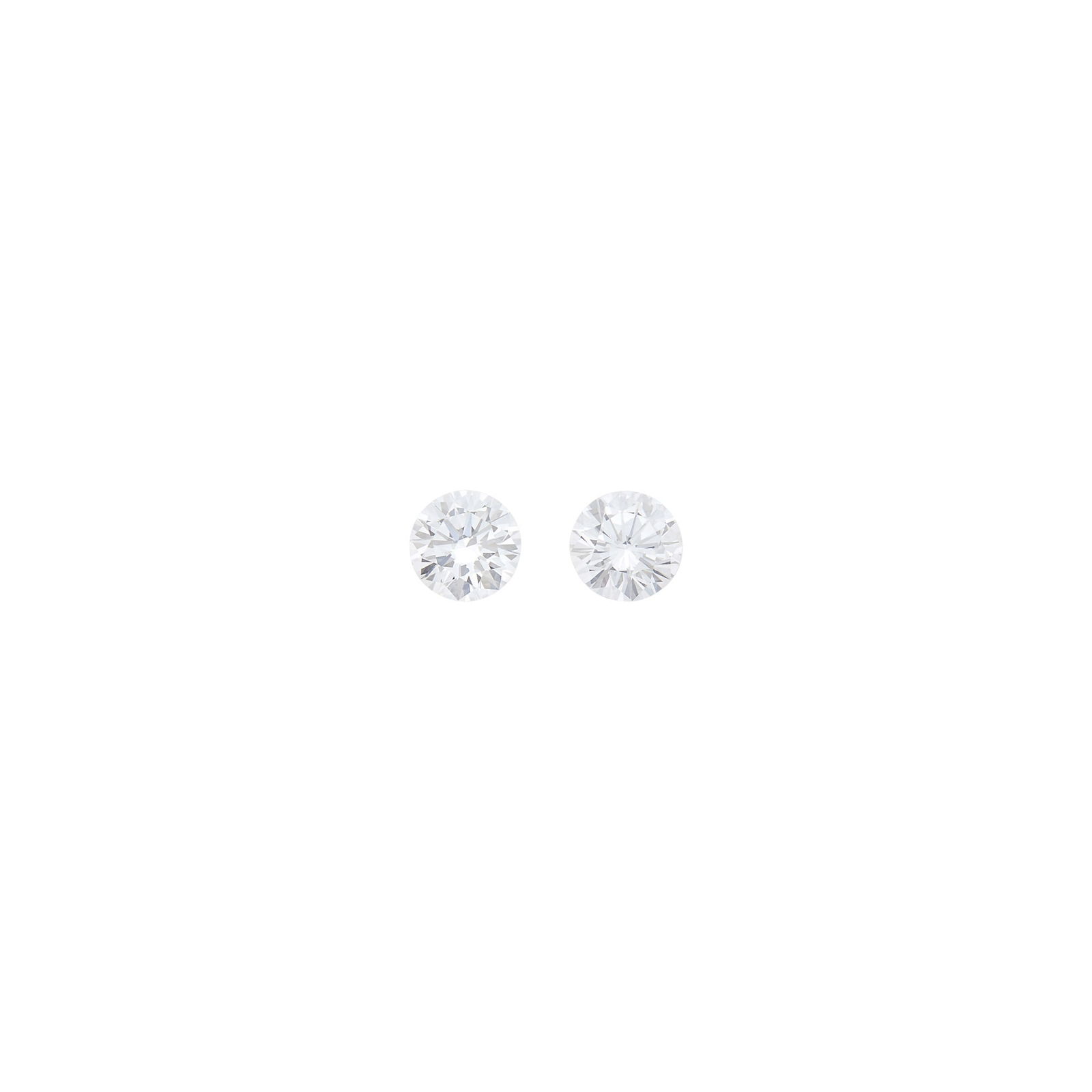 Pair of White Gold and Diamond Stud Earrings: 2 round diamonds weighing 3.41 cts. With GIA report no. 2231838230 stating 1.70 cts., G color, SI1 clarity. With GIA report no. 6233838224 stating 1.71 cts., H color, VS2 clarity. 1.70 cts: G-SI1, n
