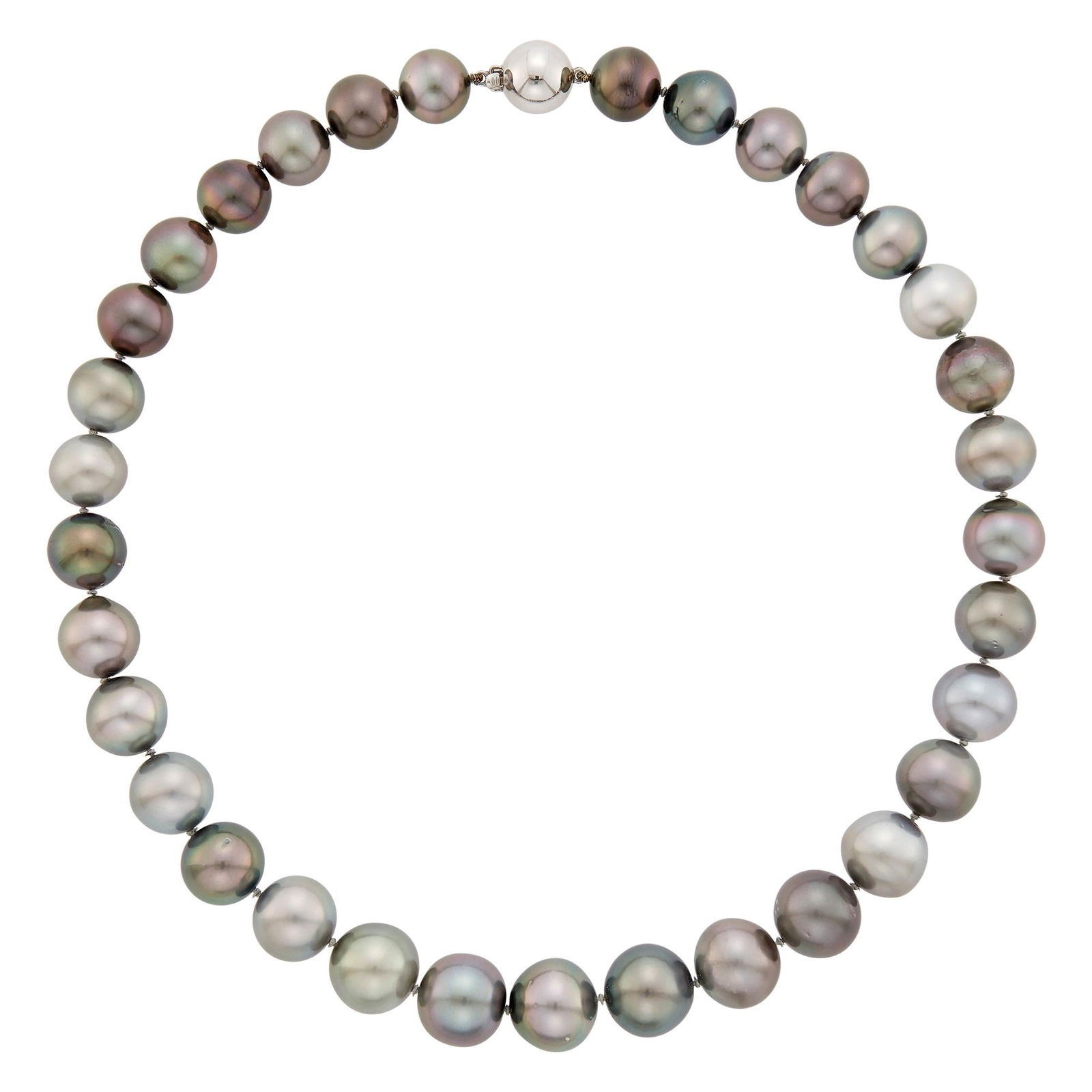 Tahitian Gray Semi-Baroque Cultured Pearl Necklace with White Gold Clasp (1 of 1)