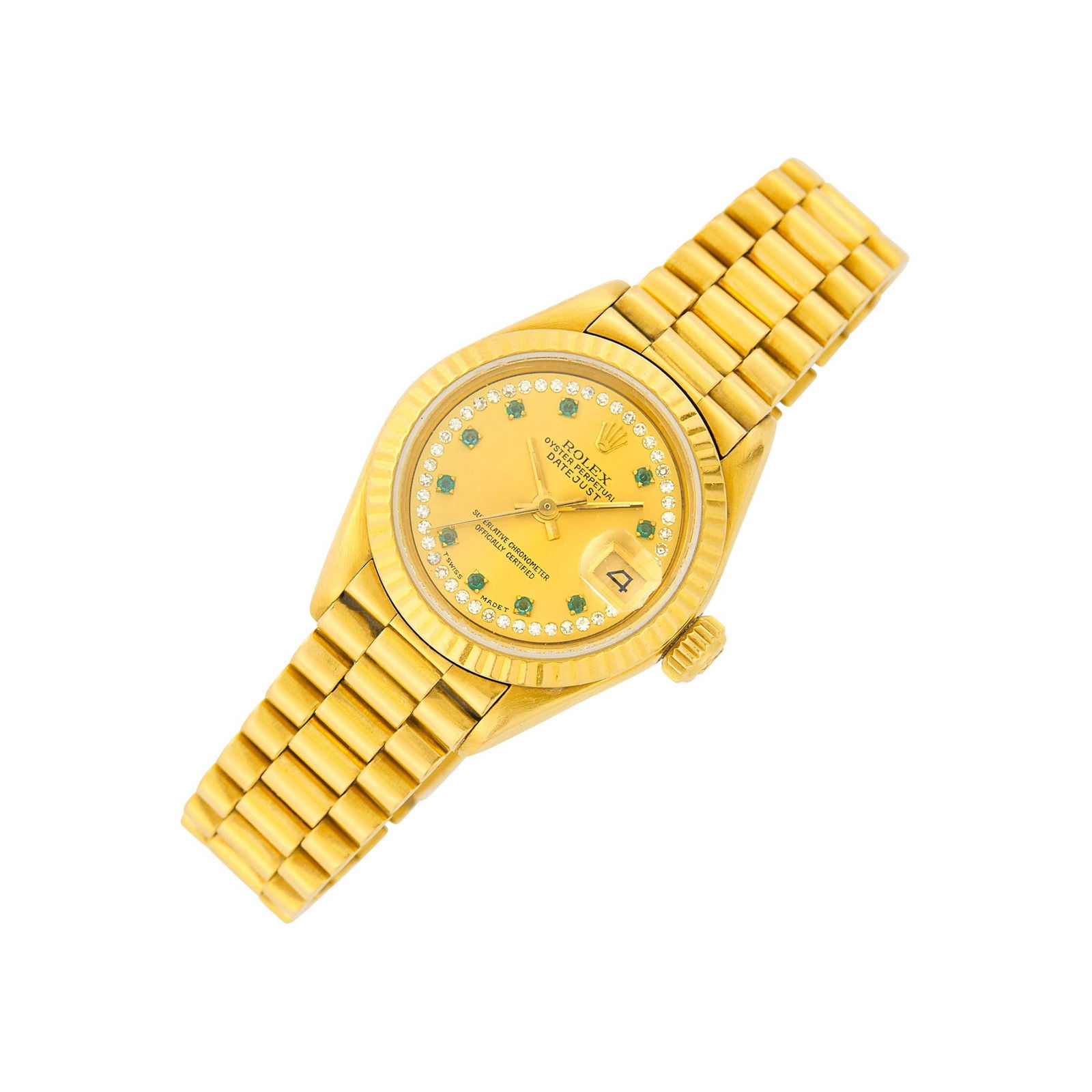 Rolex Gold, String Emerald and Diamond Dial 'President Datejust' Wristwatch, Ref. 69178 (1 of 1)