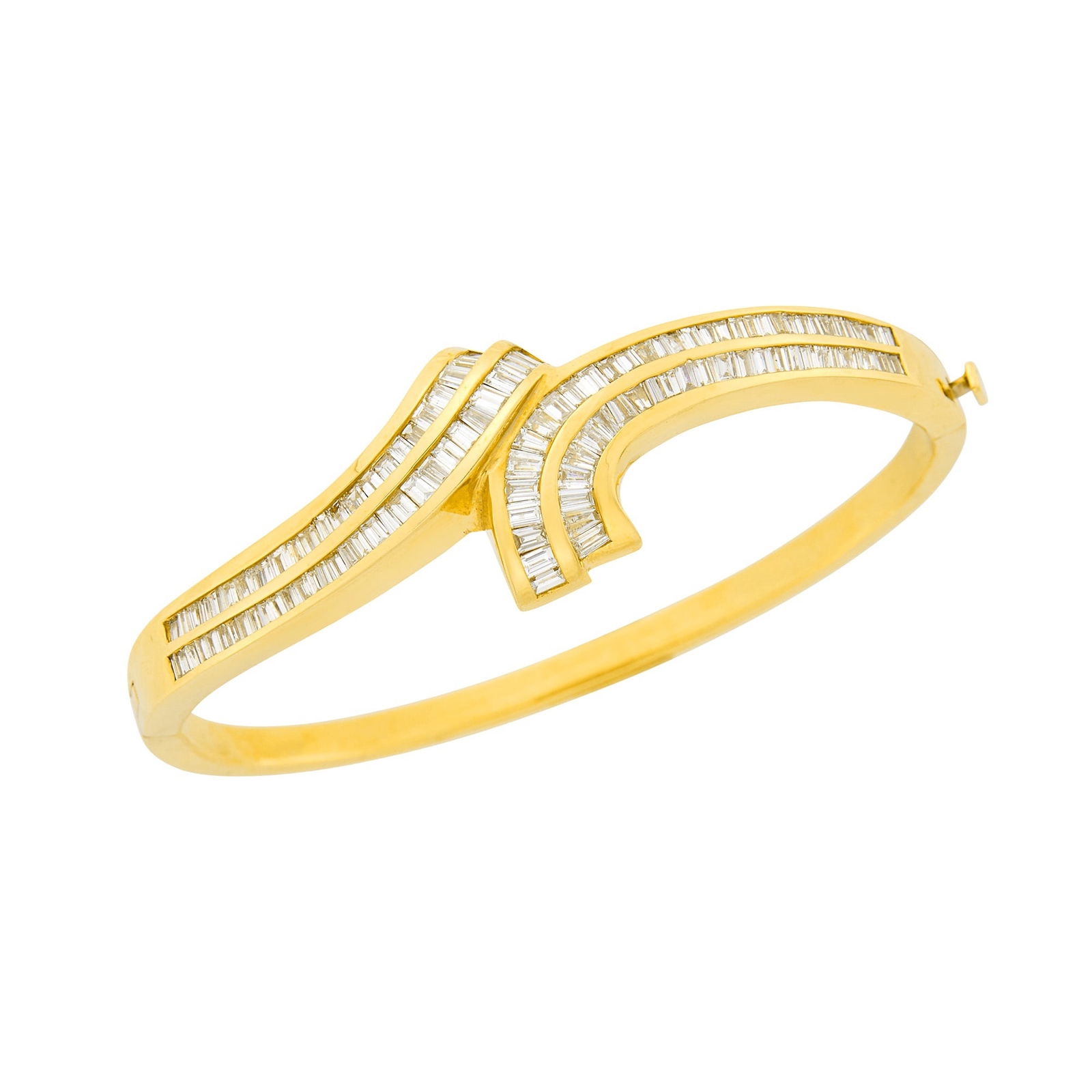 Gold and Diamond Crossover Bangle Bracelet (1 of 1)