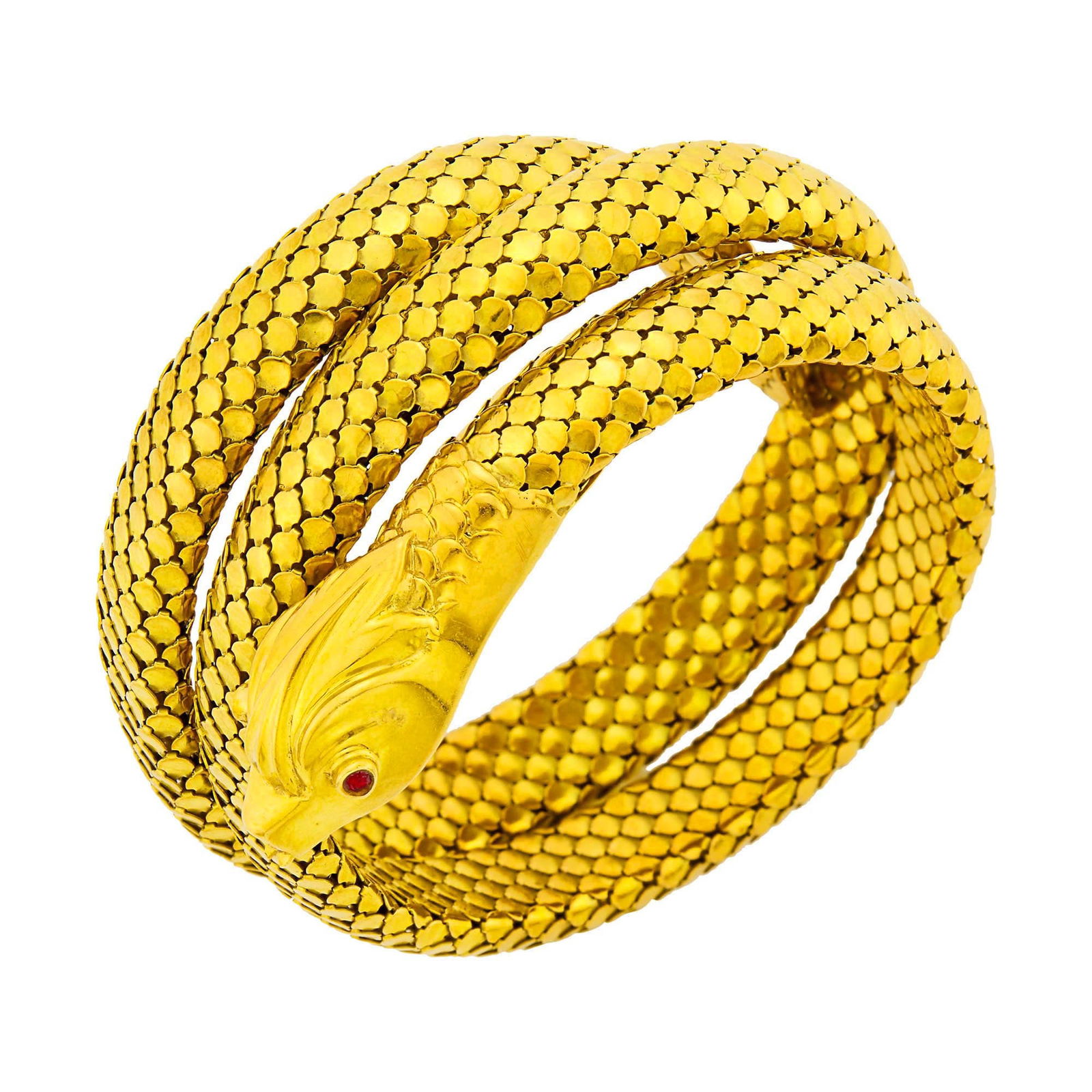 Gold Mesh Coiled Snake Bracelet (1 of 1)