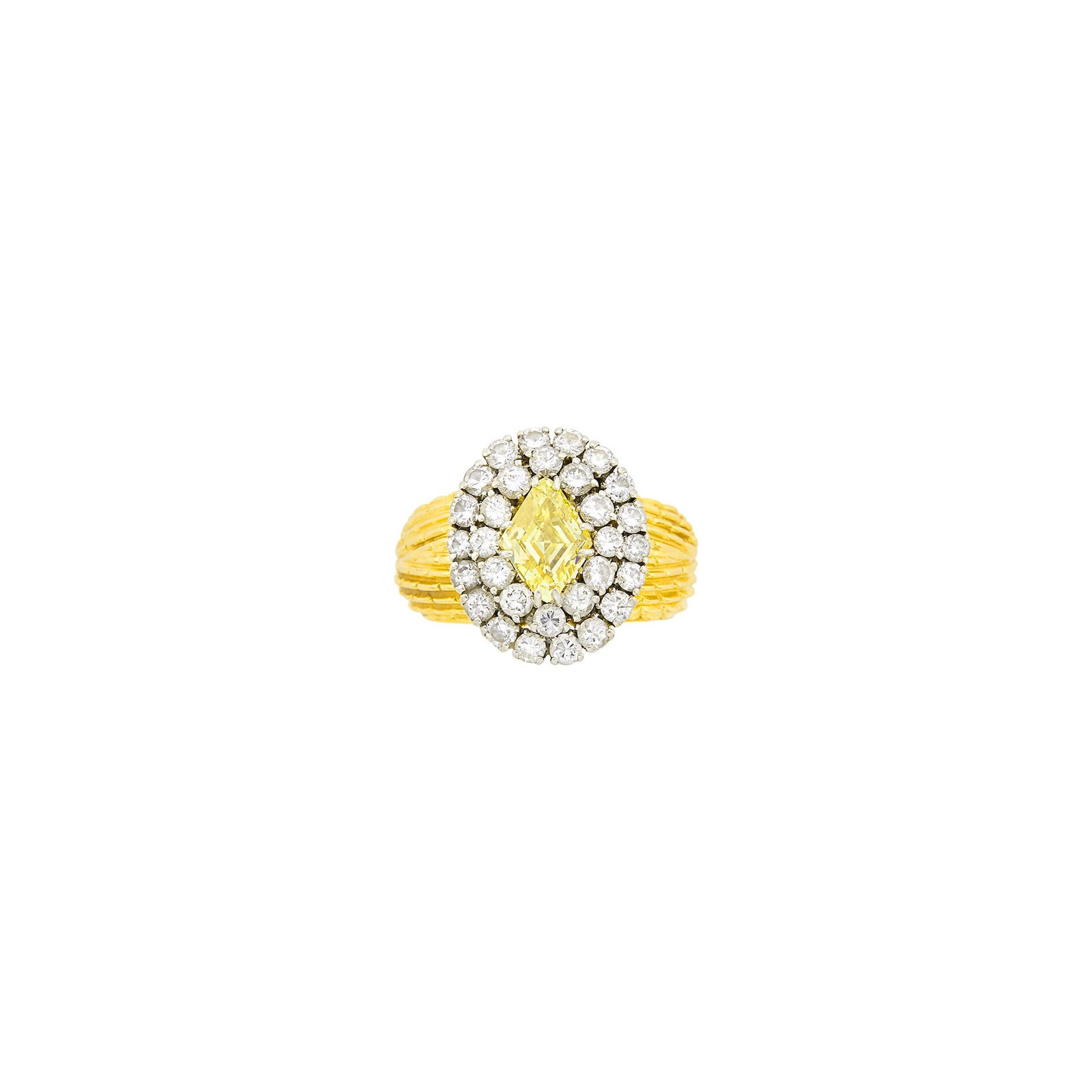 Tw-Color Gold, Fancy Intense Yellow Diamond and Diamond Ring (1 of 2)