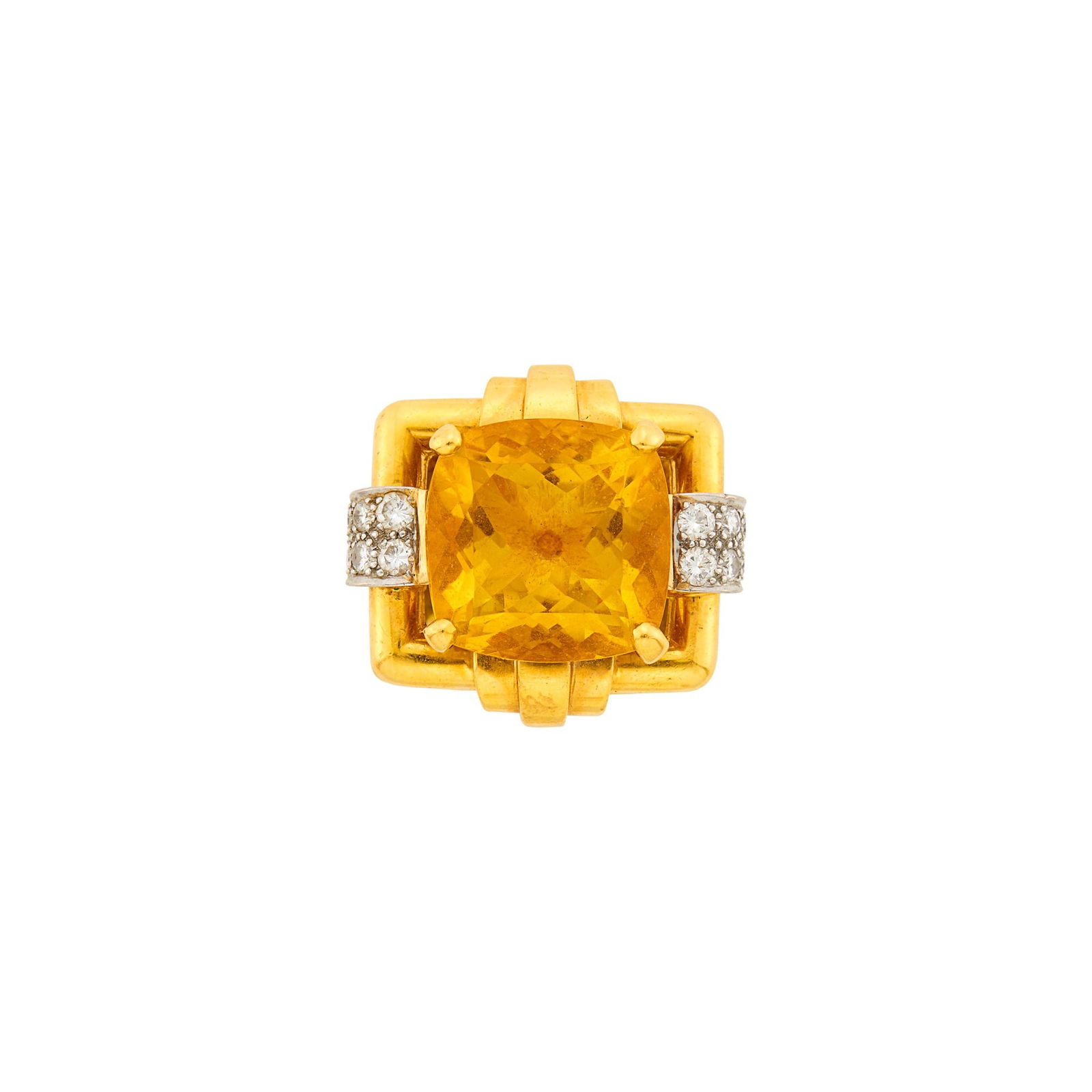 David Webb Gold, Platinum, Citrine and Diamond Ring (1 of 2)