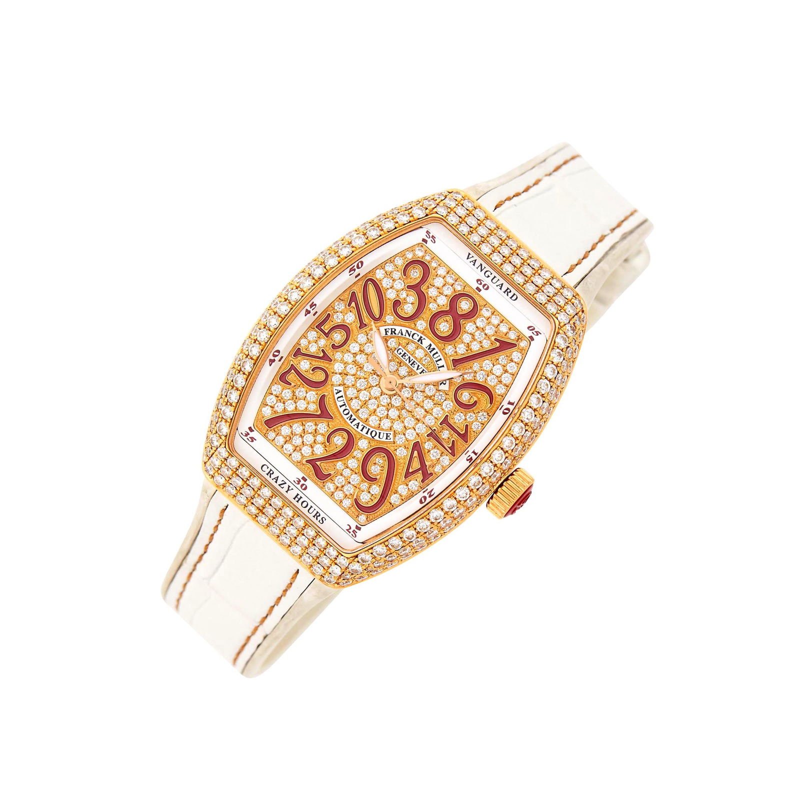 Franck Muller Rose Gold, Diamond and Red Enamel Vanguard 'Crazy Hours' Wristwatch, Ref. 025 (1 of 2)