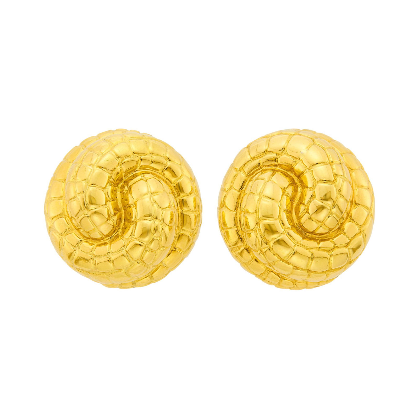 Pair of Gold Snake Skin Spiral Earclips (1 of 1)