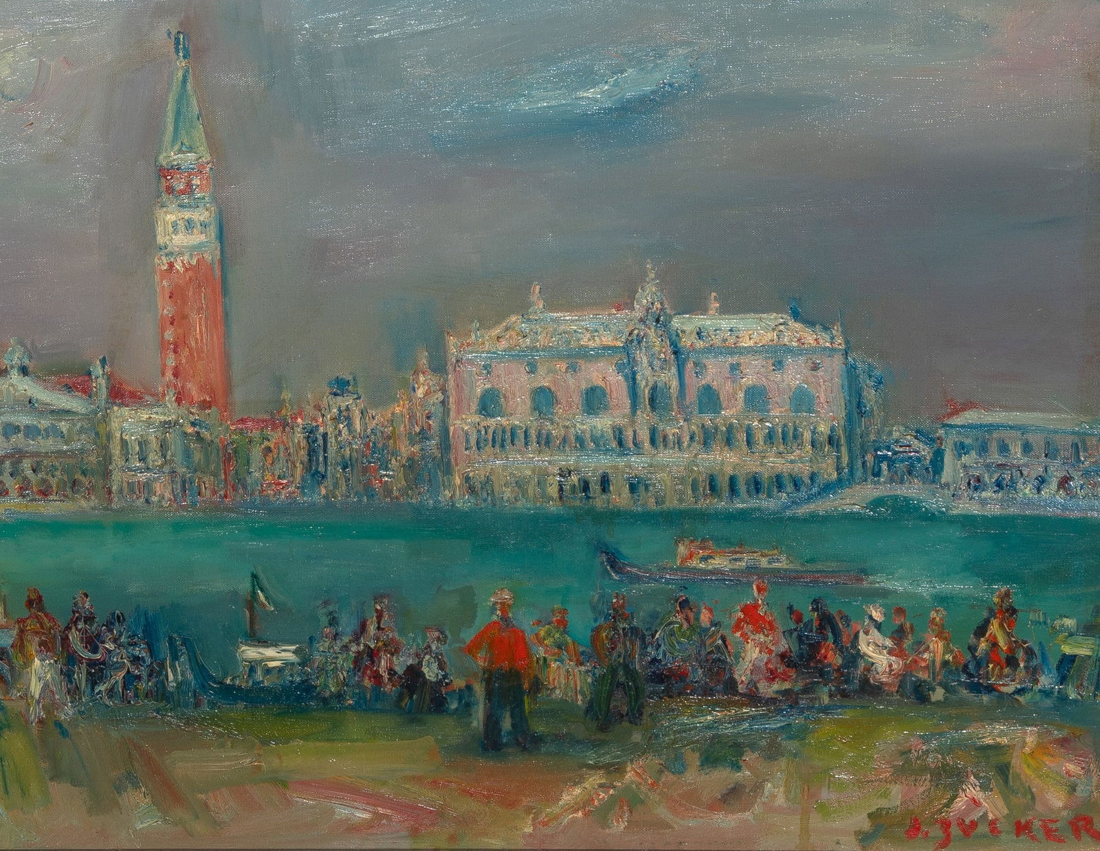 Jacques Zucker: American, 1900-1981 View of the Doge's Palace, Venice Signed J. ZUCKER (lr) Oil on canvas 14 1/4 x 18 inches (36.2 x 45.7 cm) (Framed 24 1/2 x 28 1/2 inches)