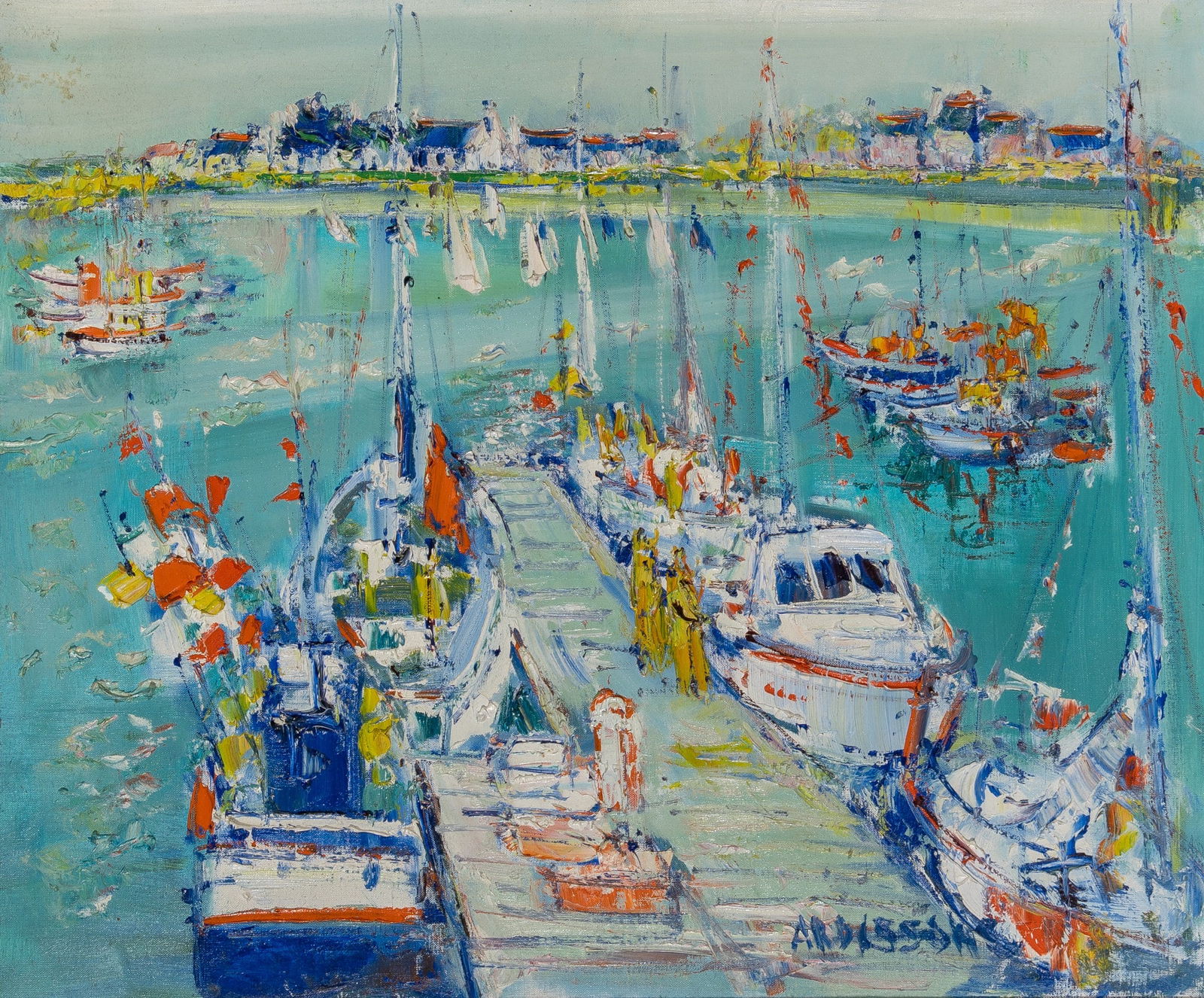 Yolande Ardissone: French, 1927-2024 Port Louis Signed ARDISSONE (lr); inscribed as titled on the stretcher Oil on canvas 19 3/4 x 24 inches (50.2 x 61 cm) (Framed 30 x 34 inches)