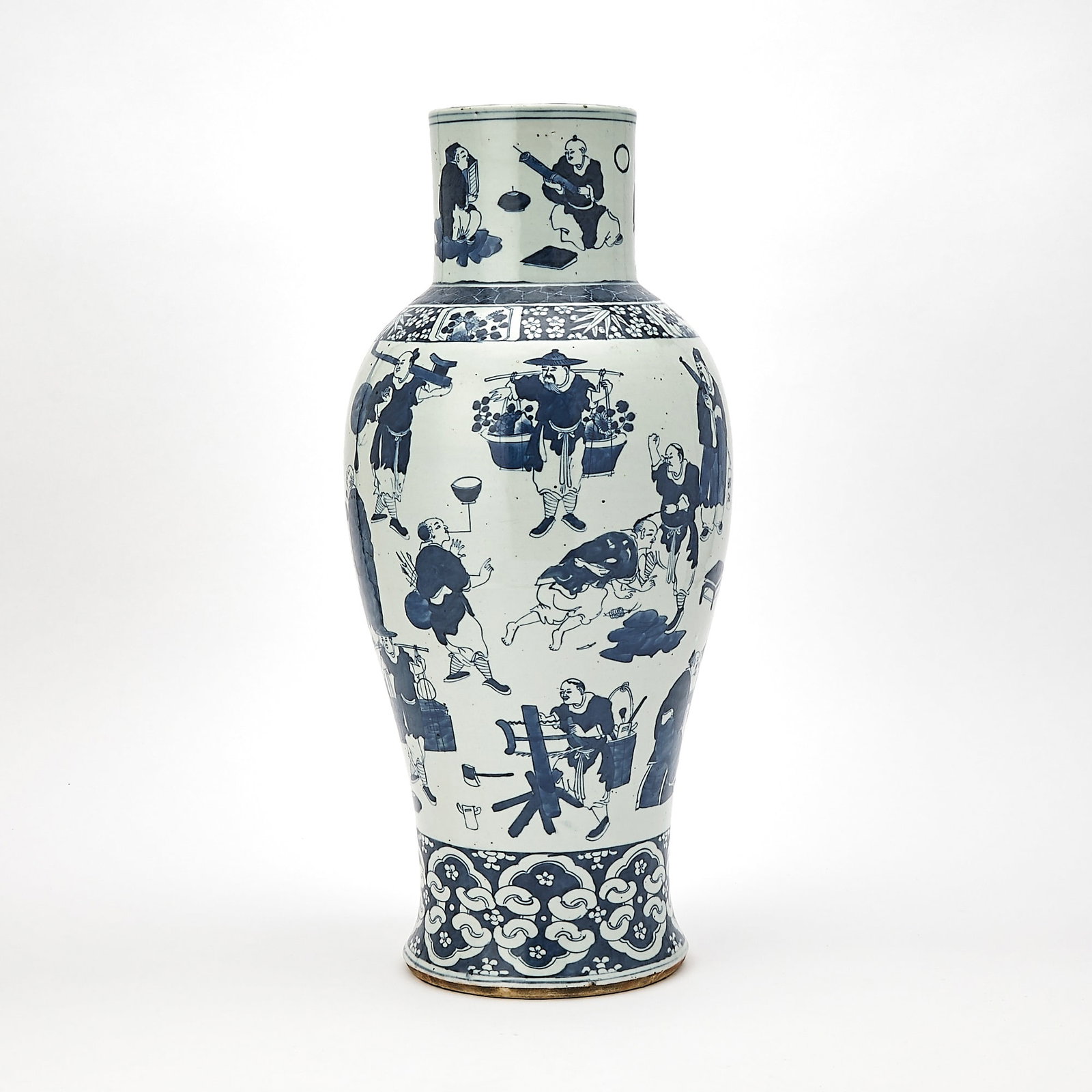 A Large Chinese Blue and White Porcelain Baluster Vase 19th Century (1 of 5)