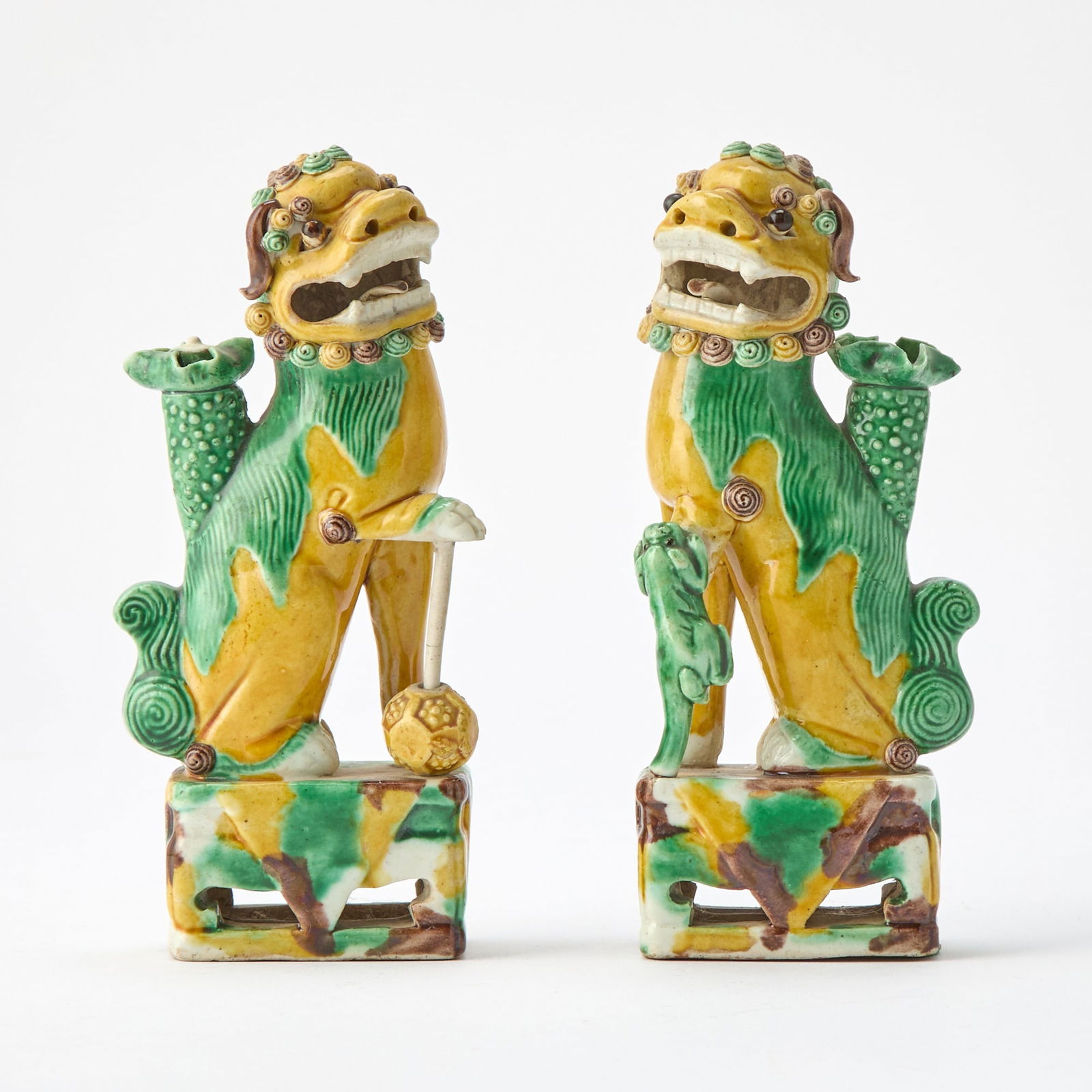 A Pair of Chinese Glazed Biscuit Porcelain Fu Lions Kangxi Period (1 of 5)