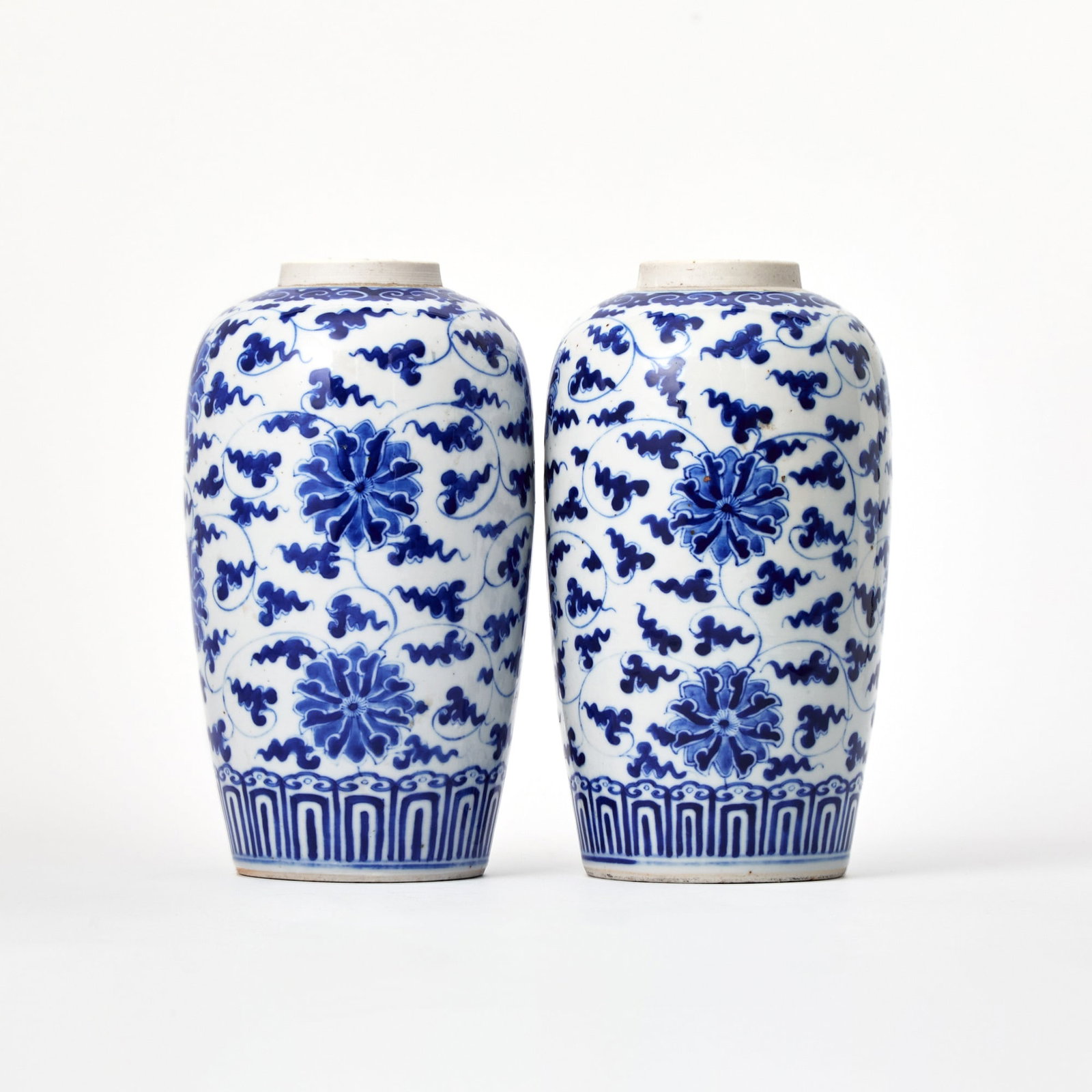 A Pair of Chinese Blue and White Porcelain Ovoid Vases 18th/19th Century (1 of 6)