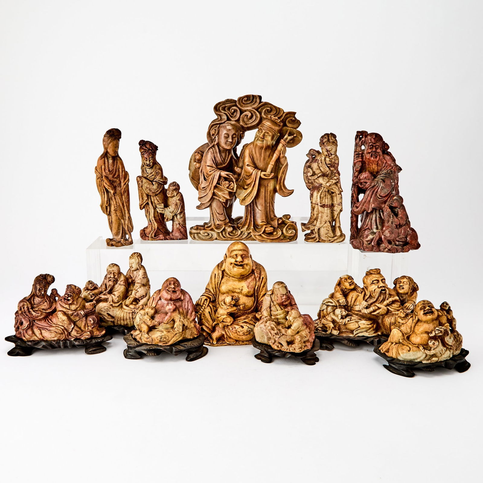 A Group of Chinese Figural Soapstone Carvings 19th-20th century (1 of 8)