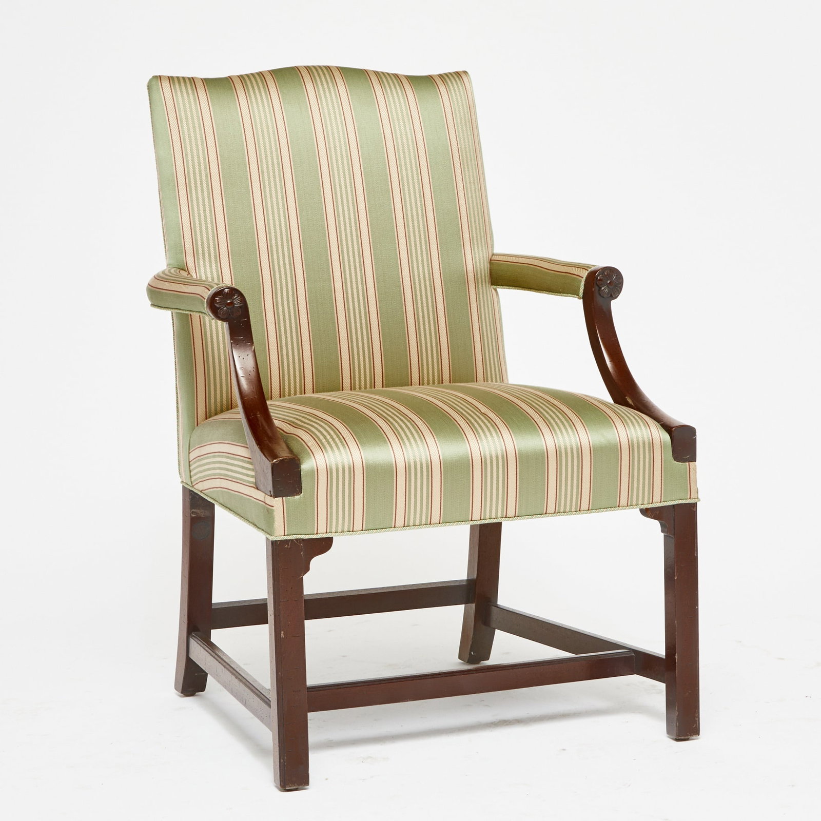 George III Style Upholstered Mahogany Armchair (1 of 3)