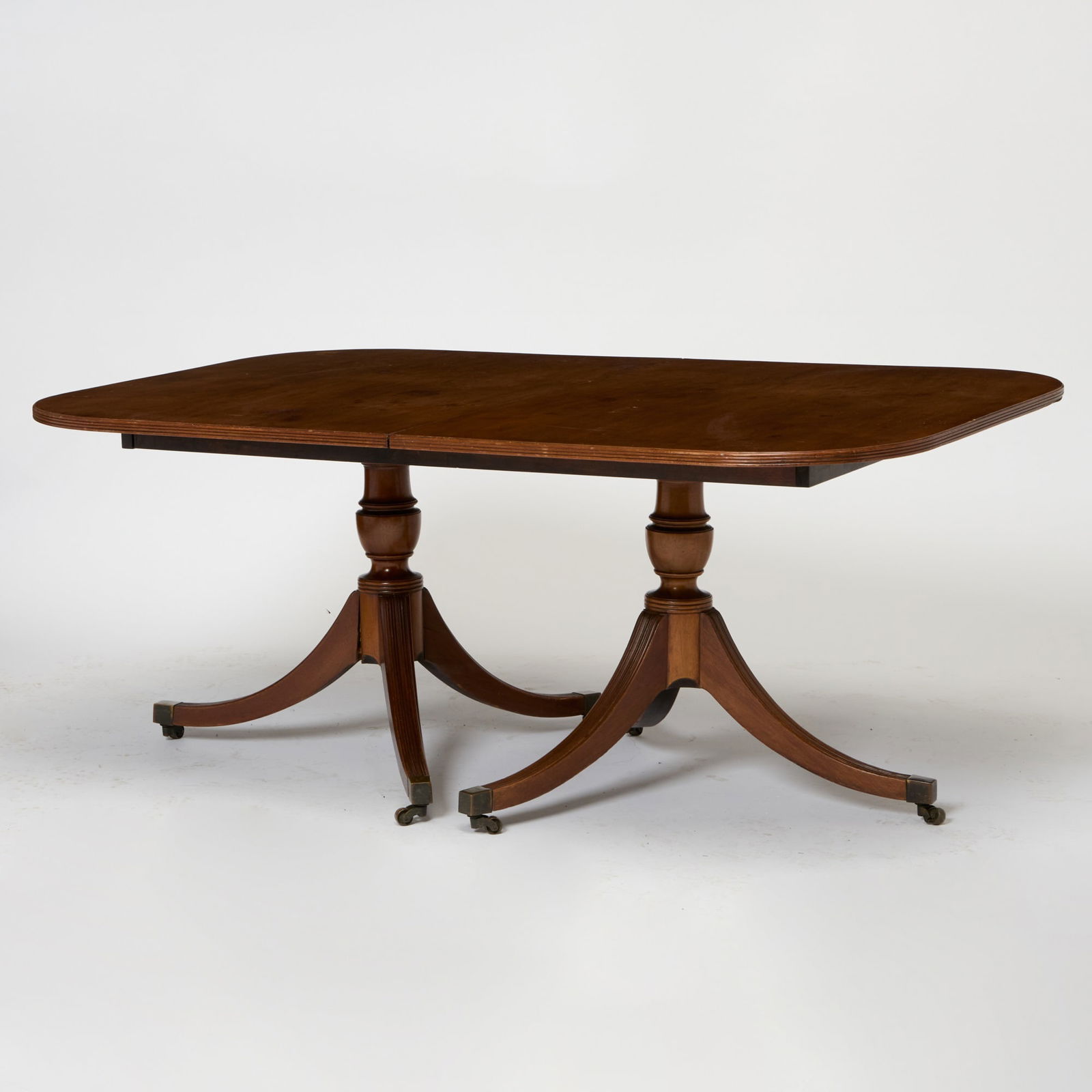 George III Style Mahogany Double Pedestal Dining Table with Two Leaves (1 of 5)