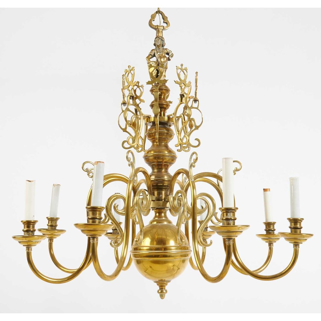 Dutch Baroque Style Eight-Light Brass Chandelier (1 of 3)