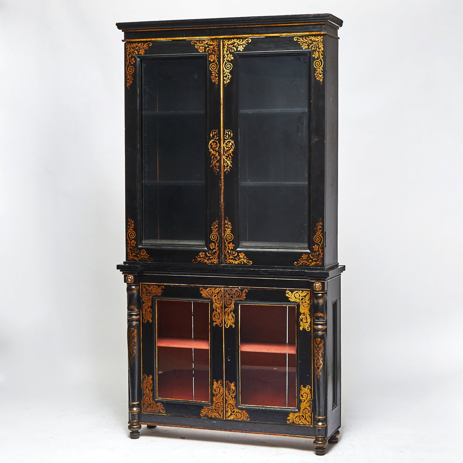 Regency Style Black Painted and Gilt Decorated Wood Cabinet (1 of 3)