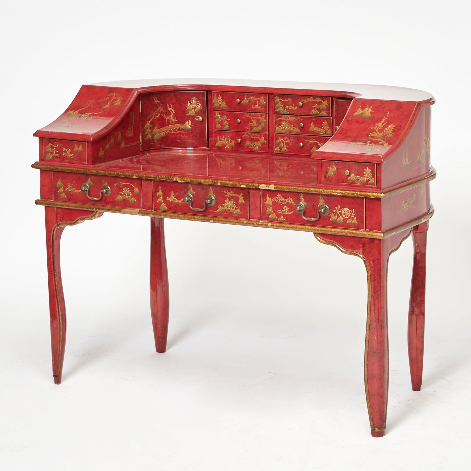 Red Lacquered and Parcel-Gilt Carlton House Desk (1 of 3)