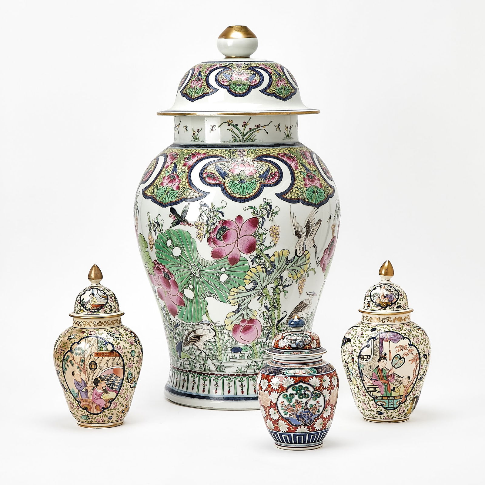 Large Chinese Style Famille-Rose Porcelain Jar and Cover (1 of 8)