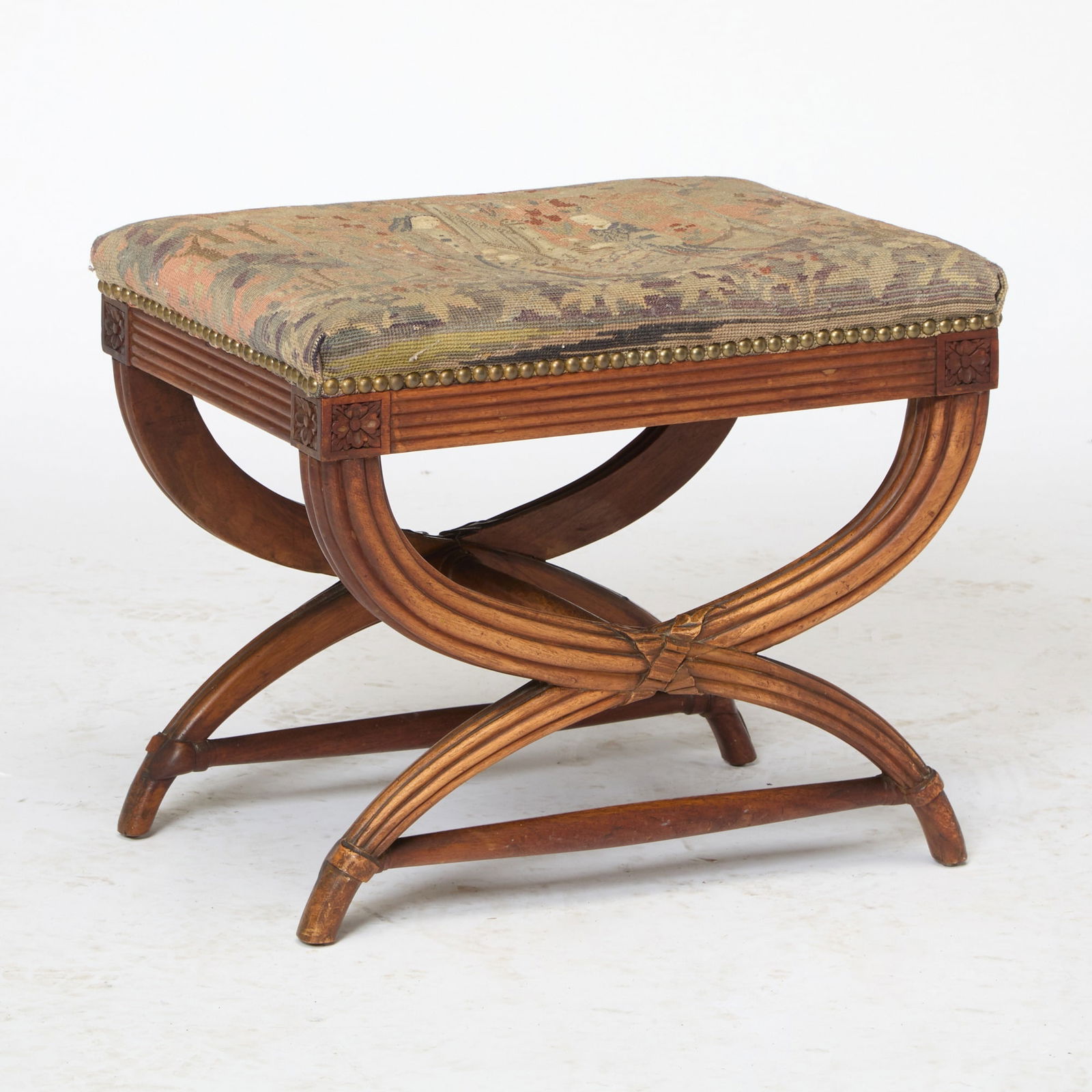 Louis XVI Style Upholstery Mahogany Tabouret (1 of 4)