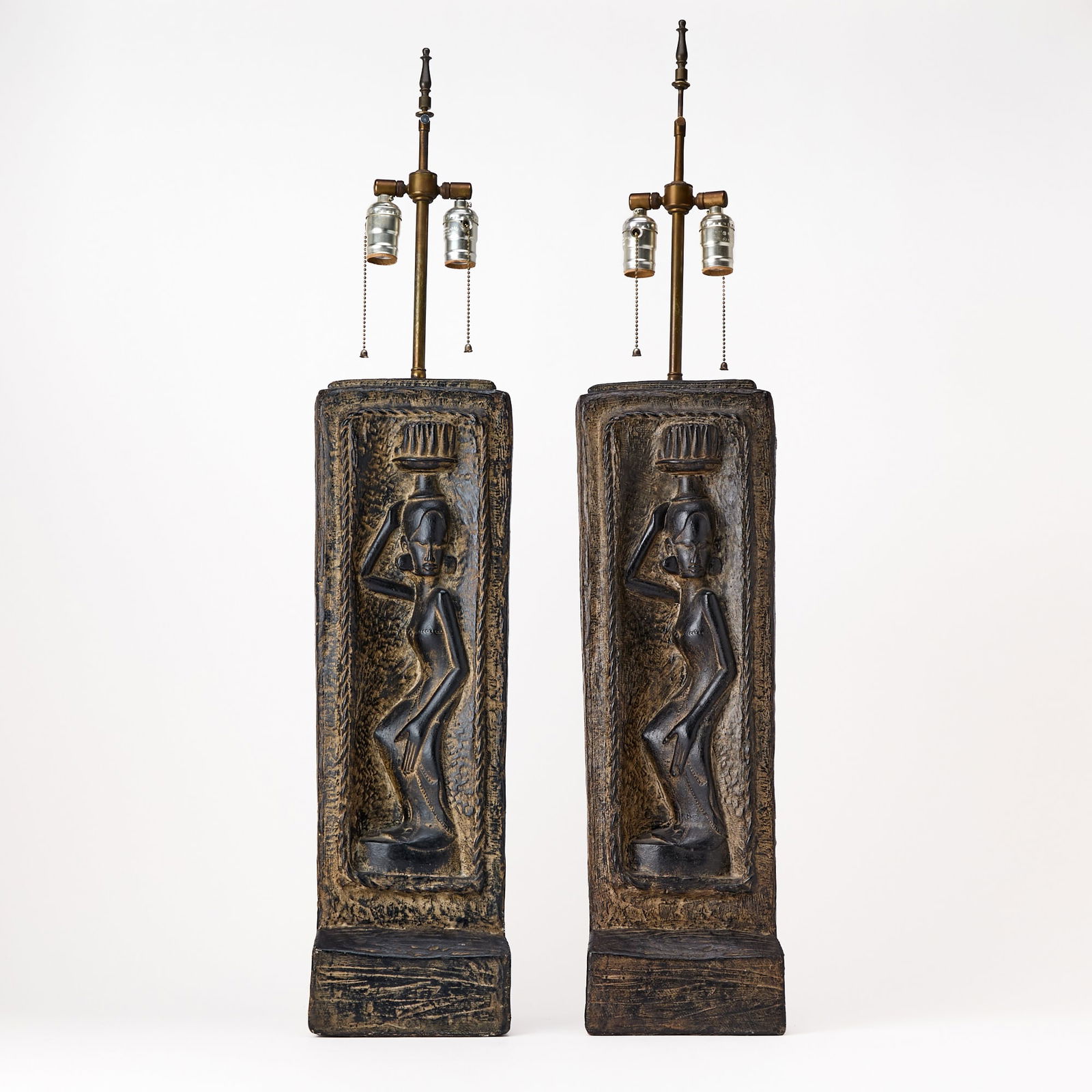 Pair of African Style Composition Lamps (1 of 5)
