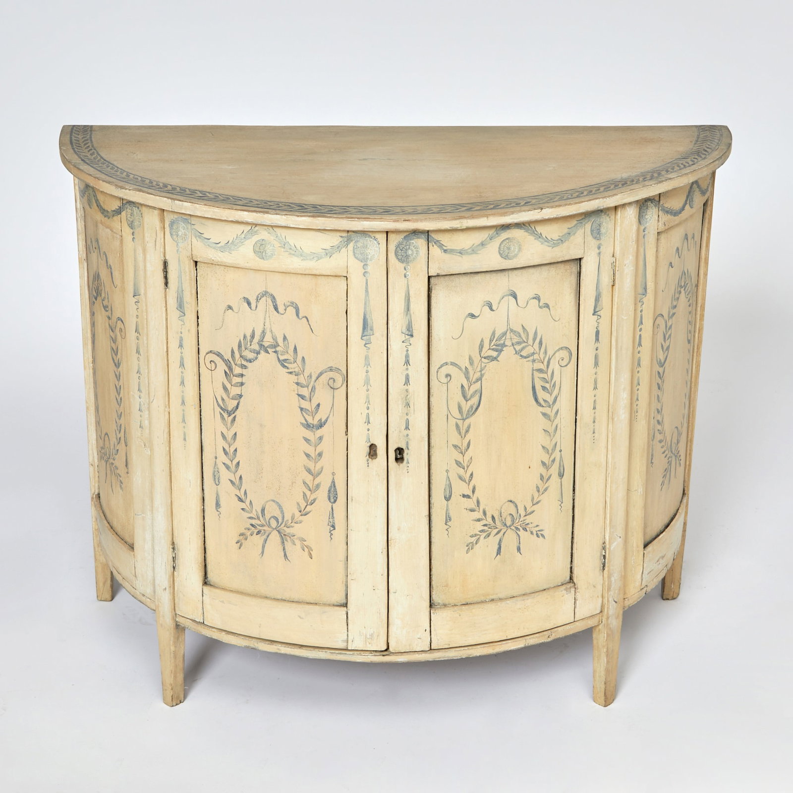 Louis XVI Style Painted Demilune Cabinet (1 of 4)