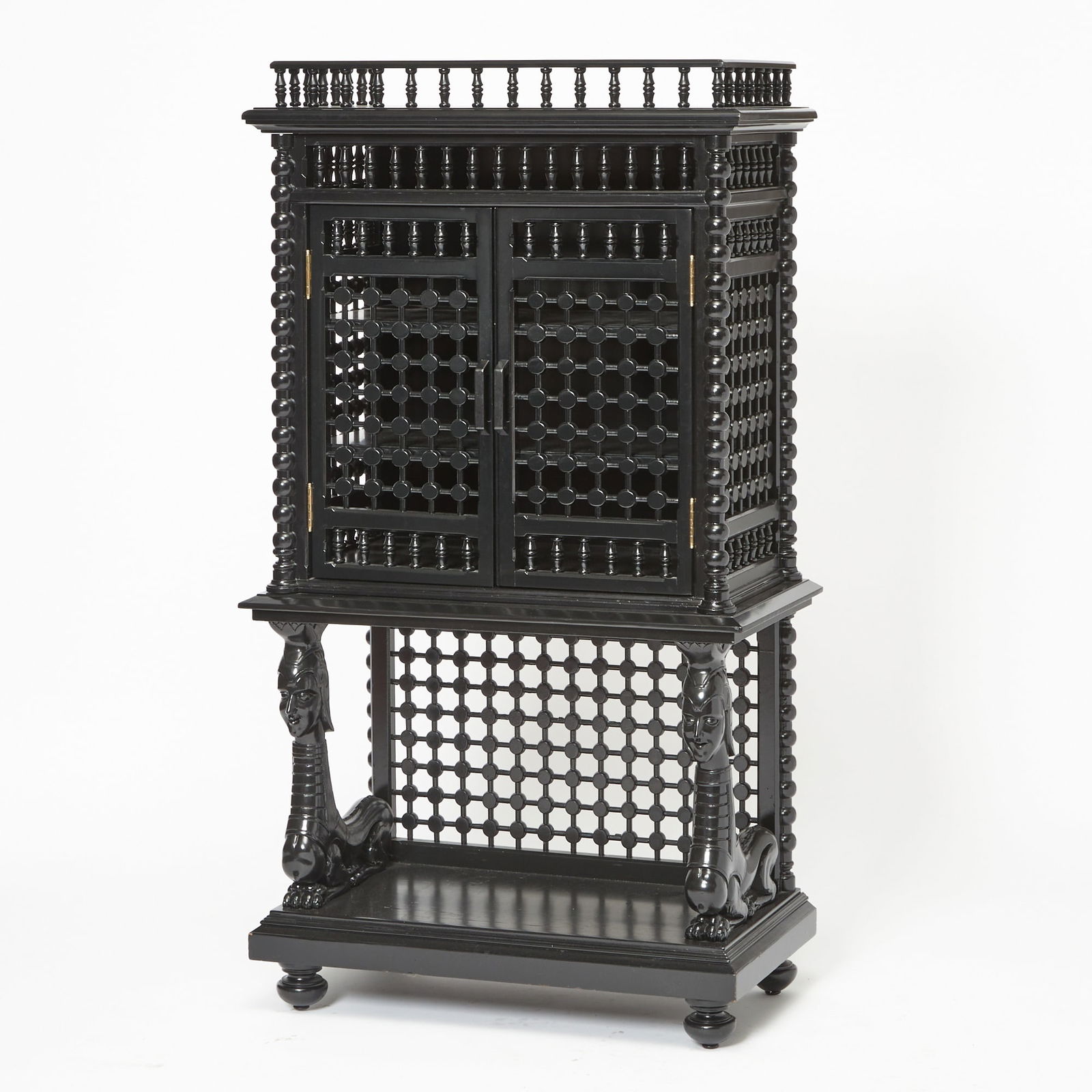 Flemish Baroque Style Black Lacquer Cabinet (1 of 5)