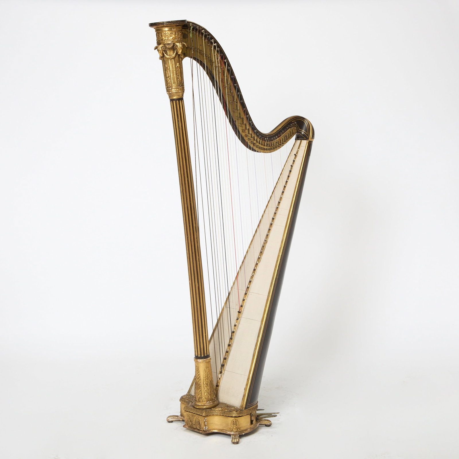 Louis XVI Style Erard Freres Faux Grain Painted and Parcel Gilt Harp (1 of 6)