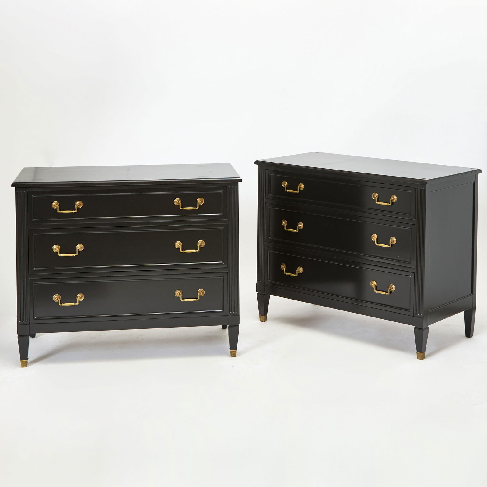 Pair of Louis XVI Style Black Painted Wood Chests of Drawers (1 of 4)