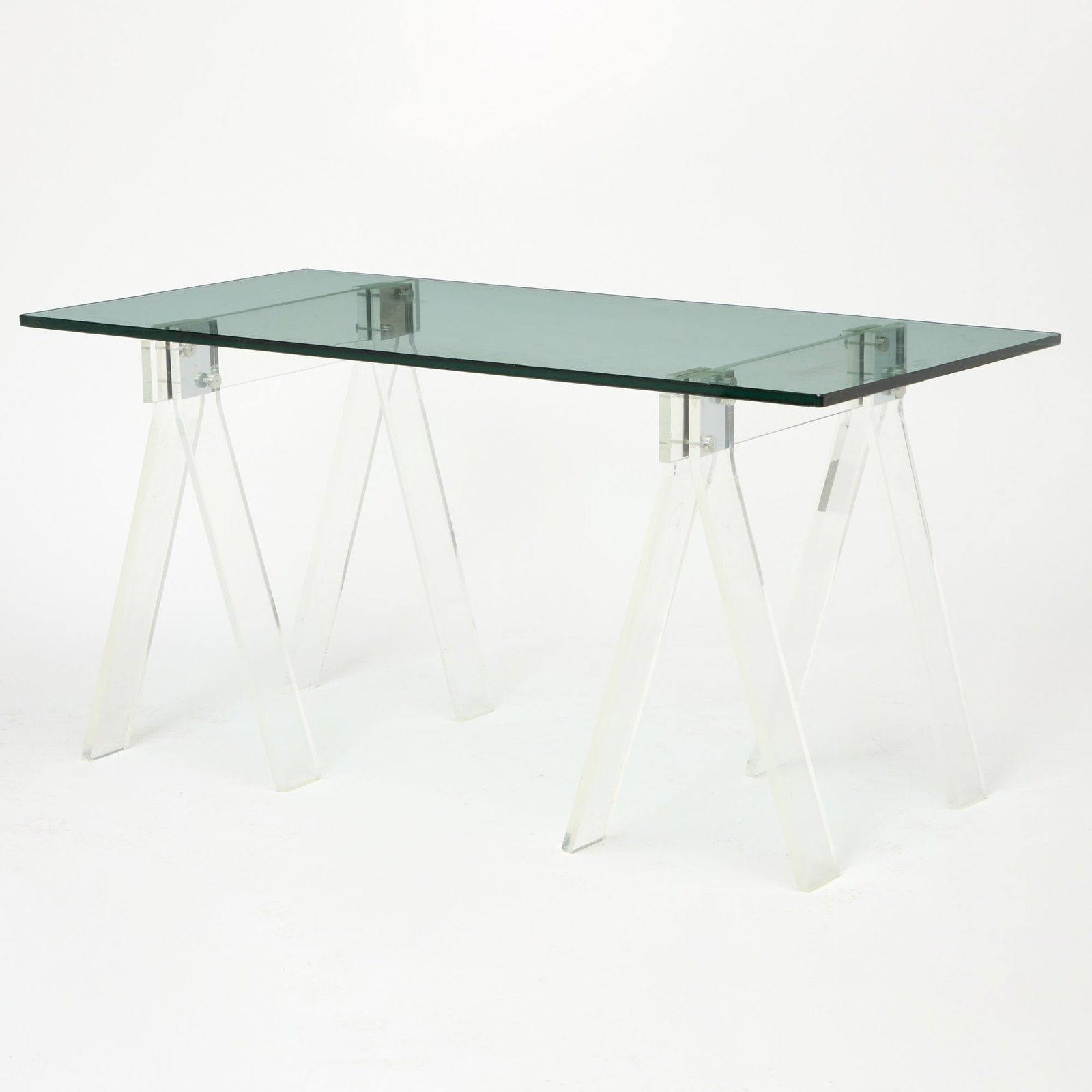 Acrylic and Glass Sawhorse Table (1 of 4)