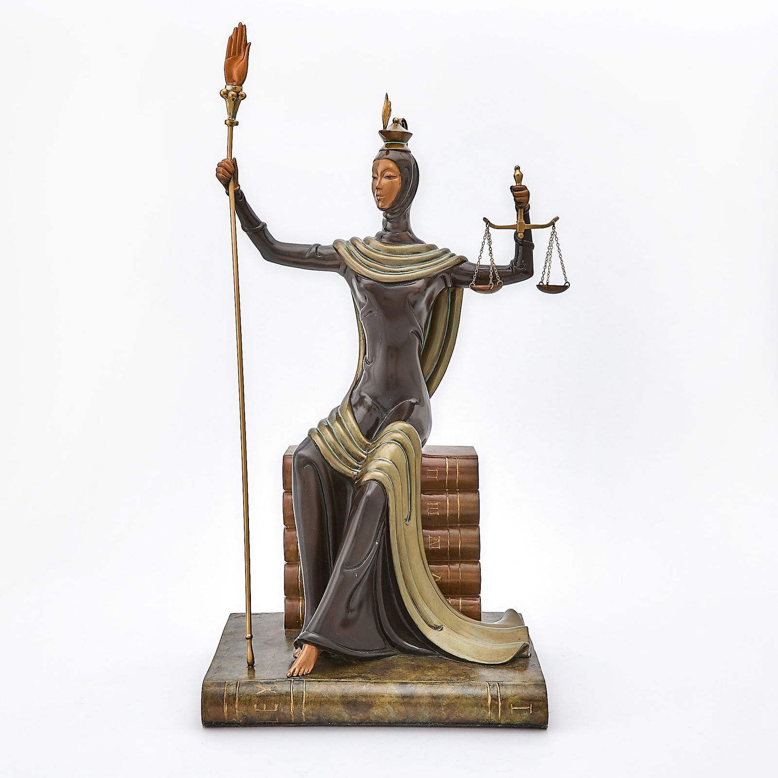 Art Deco Style Cold-Painted Bronze Sculpture After Erie Entitled "Justice" (1 of 7)
