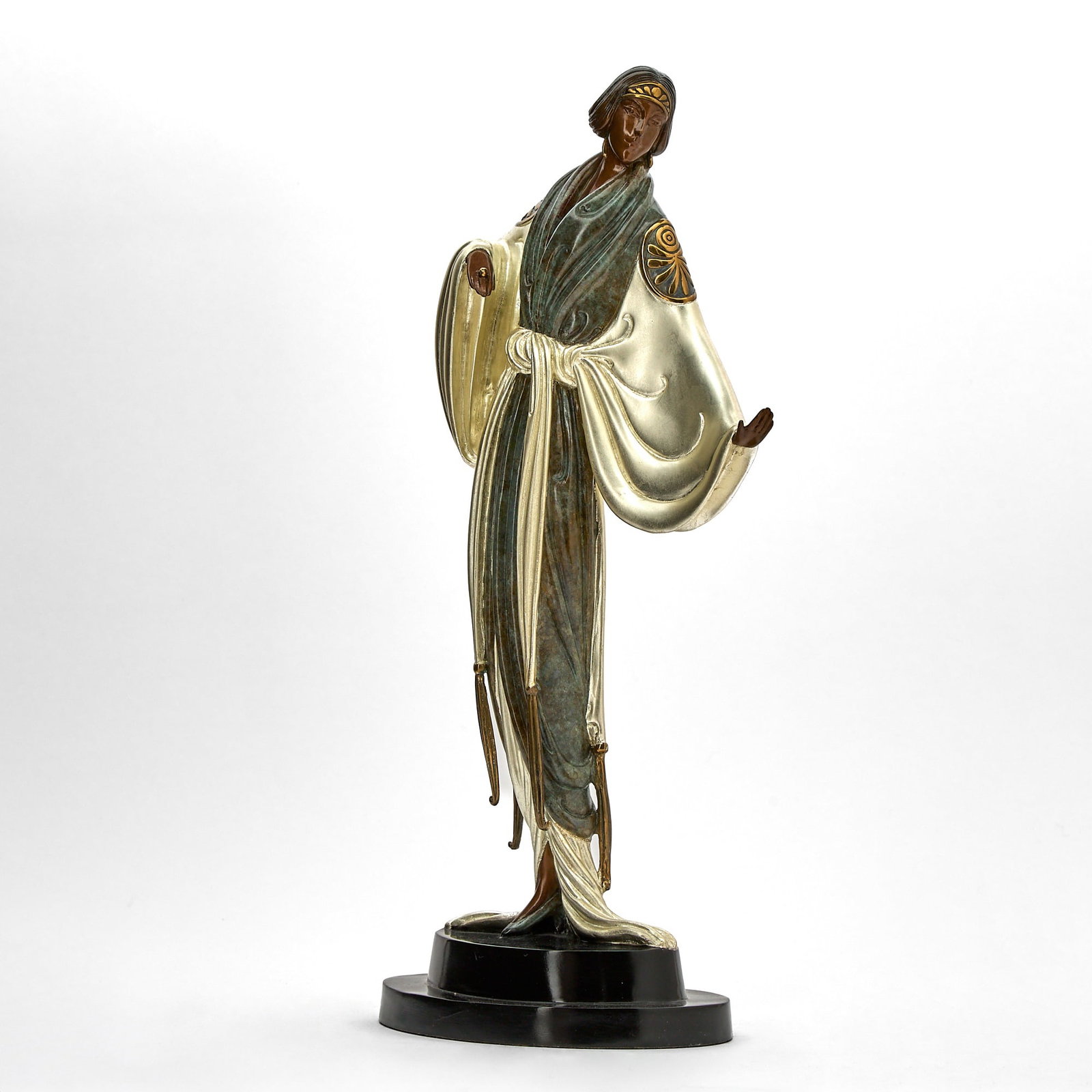 Art Deco Style Cold-Painted Bronze Sculpture After Erte, "Belle de Nuit" (1 of 7)