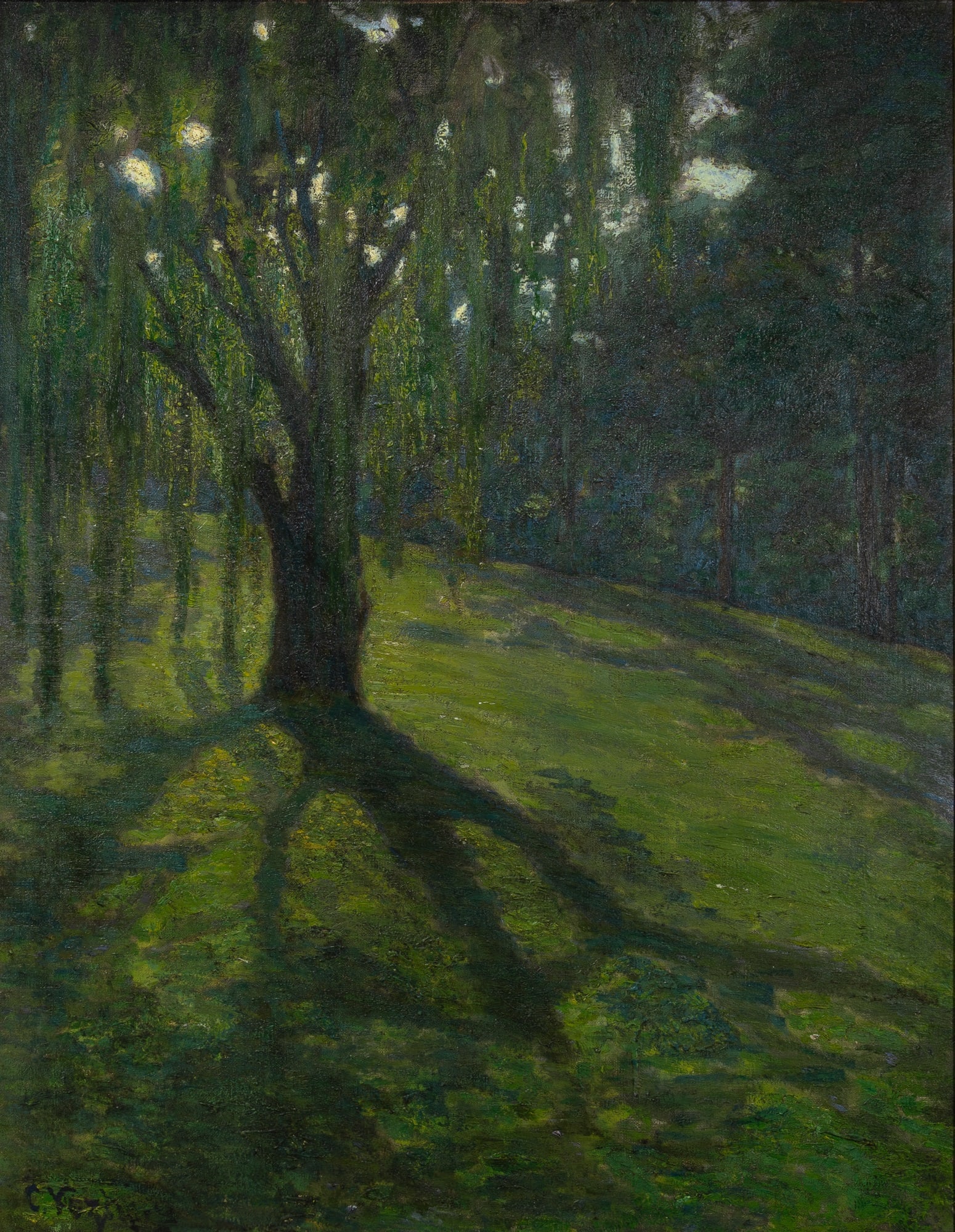 Charles Vezin: American, 1858-1942The Oval Lawn Signed C. Vezin (ll)Oil on canvas36 x 27 1/2 inches (91.5 x 69.8 cm)Frame 45 1/4 x 37 1/8 inches (115 x 94.