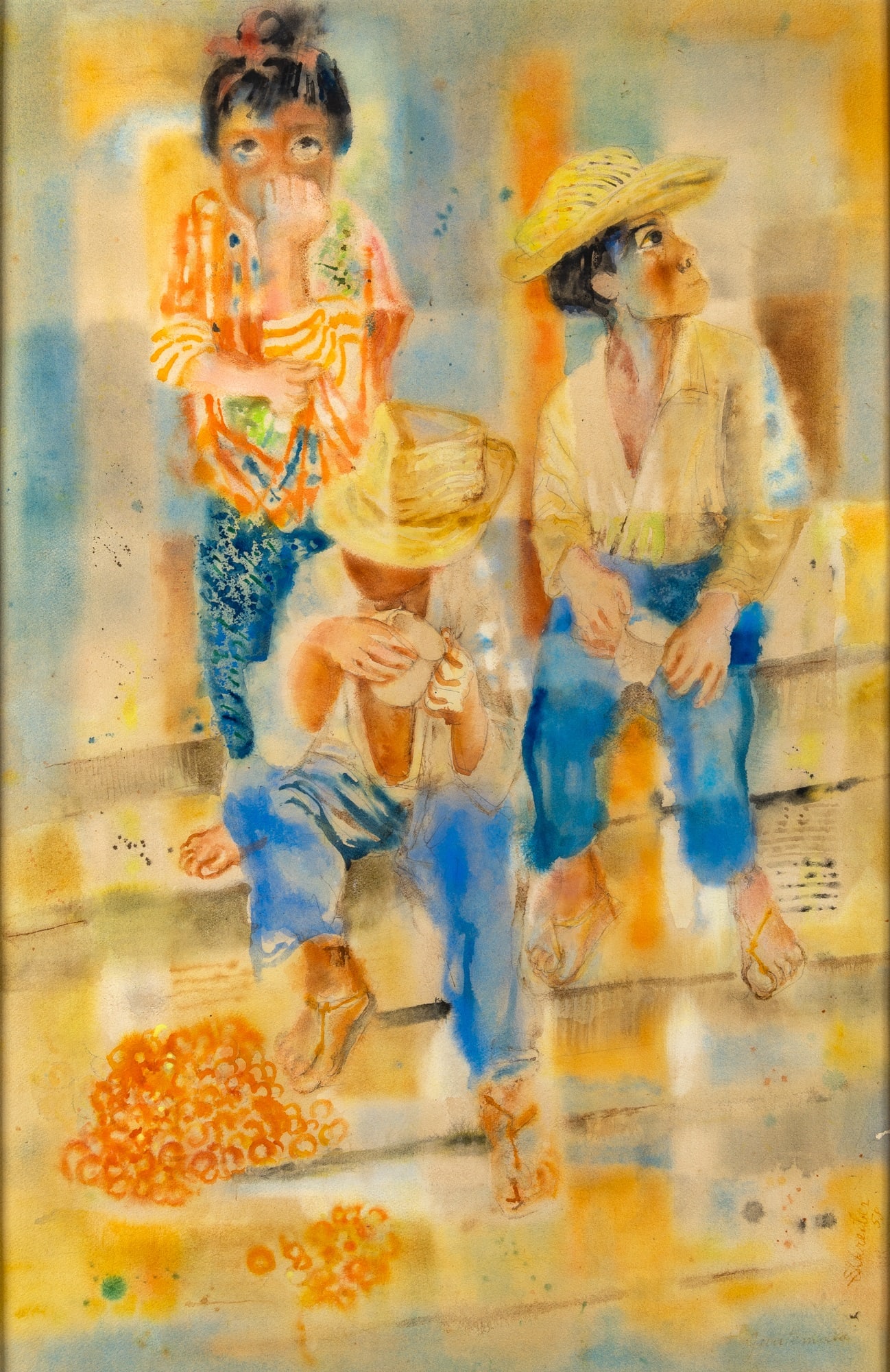 Georges Schreiber: American/Belgian, 1904-1977Untitled (Three Figures), 1958Signed and dated