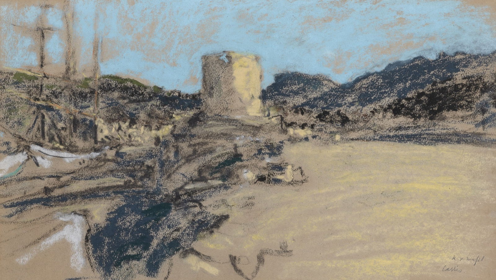 Karl Xavier Roussel: French, 1867-1944 Cassis Signed and inscribed K X Roussel/ Cassis (lr) Pastel on paper Sight 10 1/2 x 18 3/8 inches (26.7 x 46.7 cm) Provenance: Galerie Paul Vallotton S.A., Lausanne, inv. no. 11056