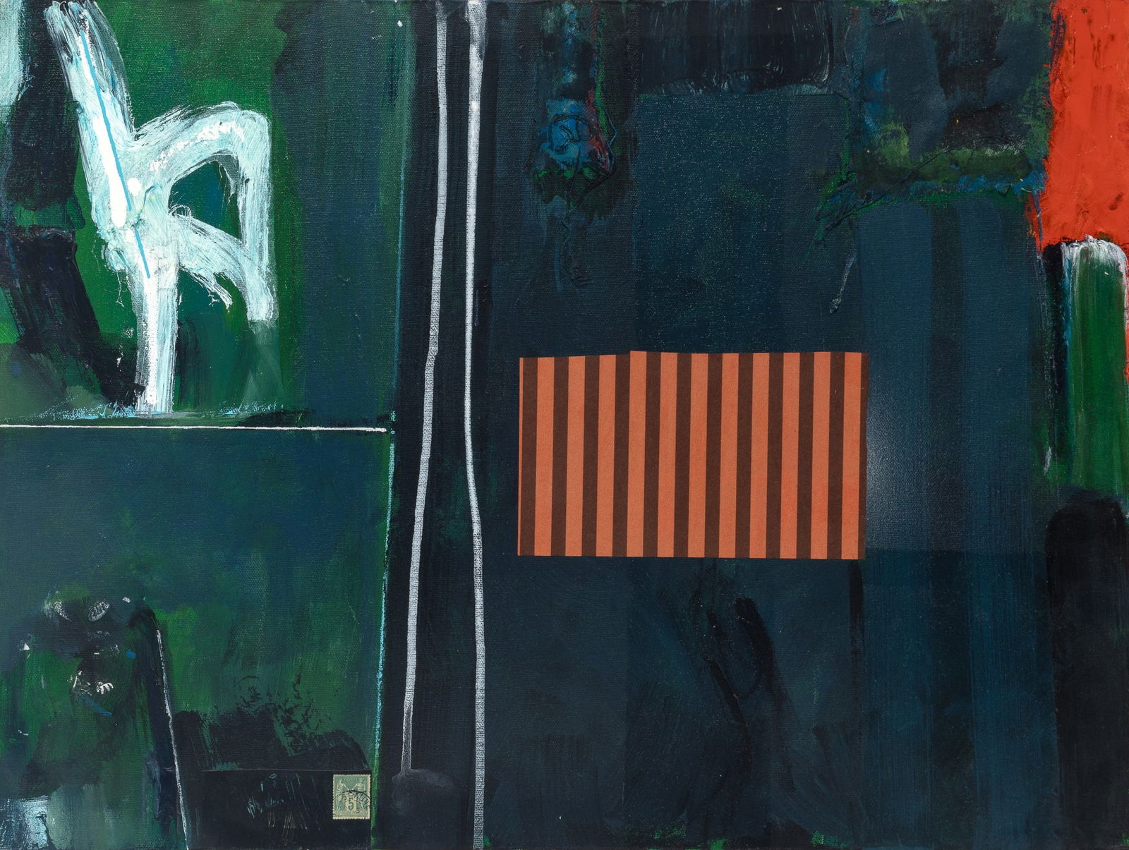 J. Bowyer Bell: American, 1931-2003 Dreyfus Convicted, 1995 Signed, titled, and dated on the verso Acrylic and mixed media on canvas 18 x 24 inches (45.7 x 61 cm) (Framed 18 1/2 x 24 1/2 inches)